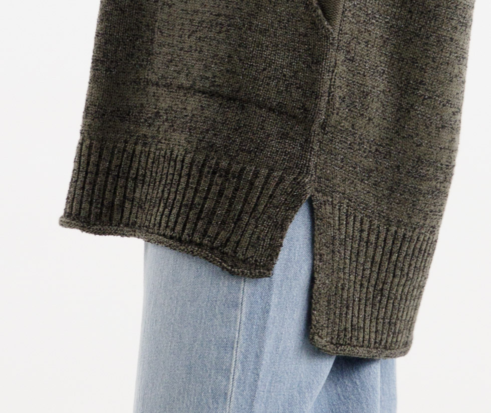 針織毛衣前短後長開岔設計