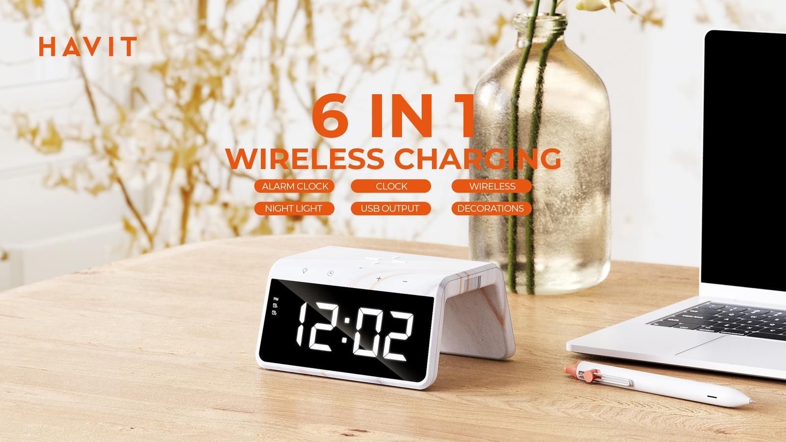 Havit 6-IN-1鬧鐘無線充電架