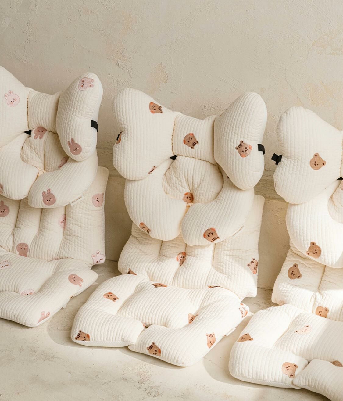 DTD 7mm絎縫系列-圓圓臉嬰兒車墊/頸枕