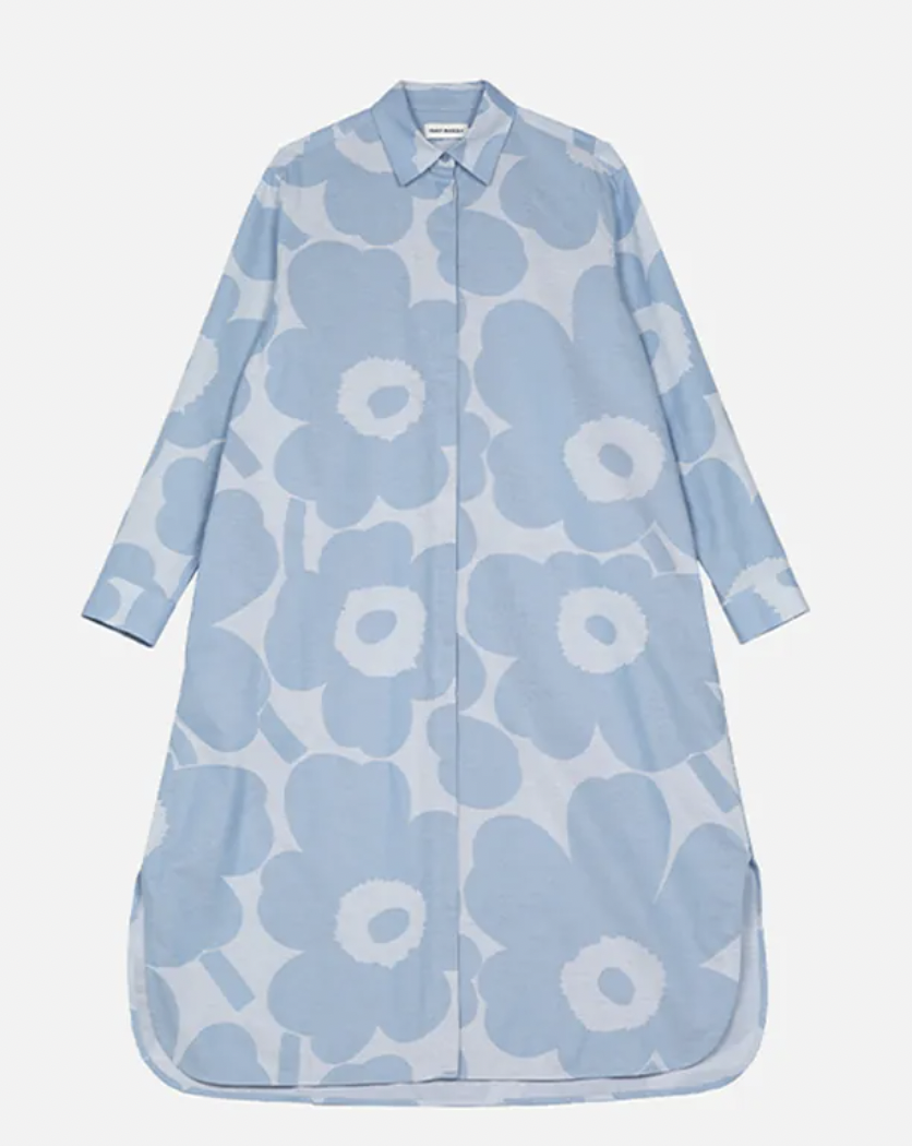 代購現貨｜Marimekko 粉藍色oversize Unikko長恤衫裙