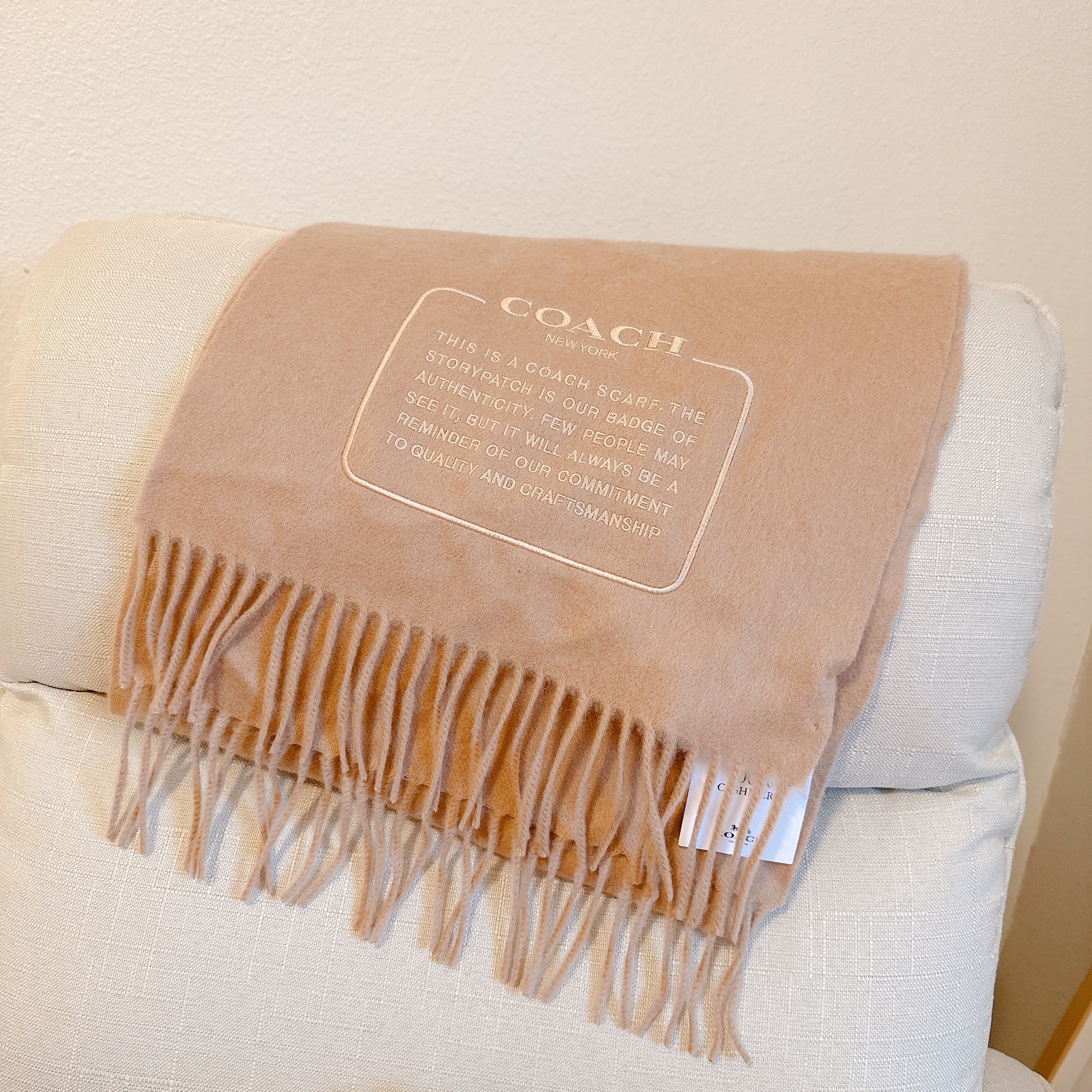 ［香港現貨］Coach Embroidered Patch Cashmere Scarf