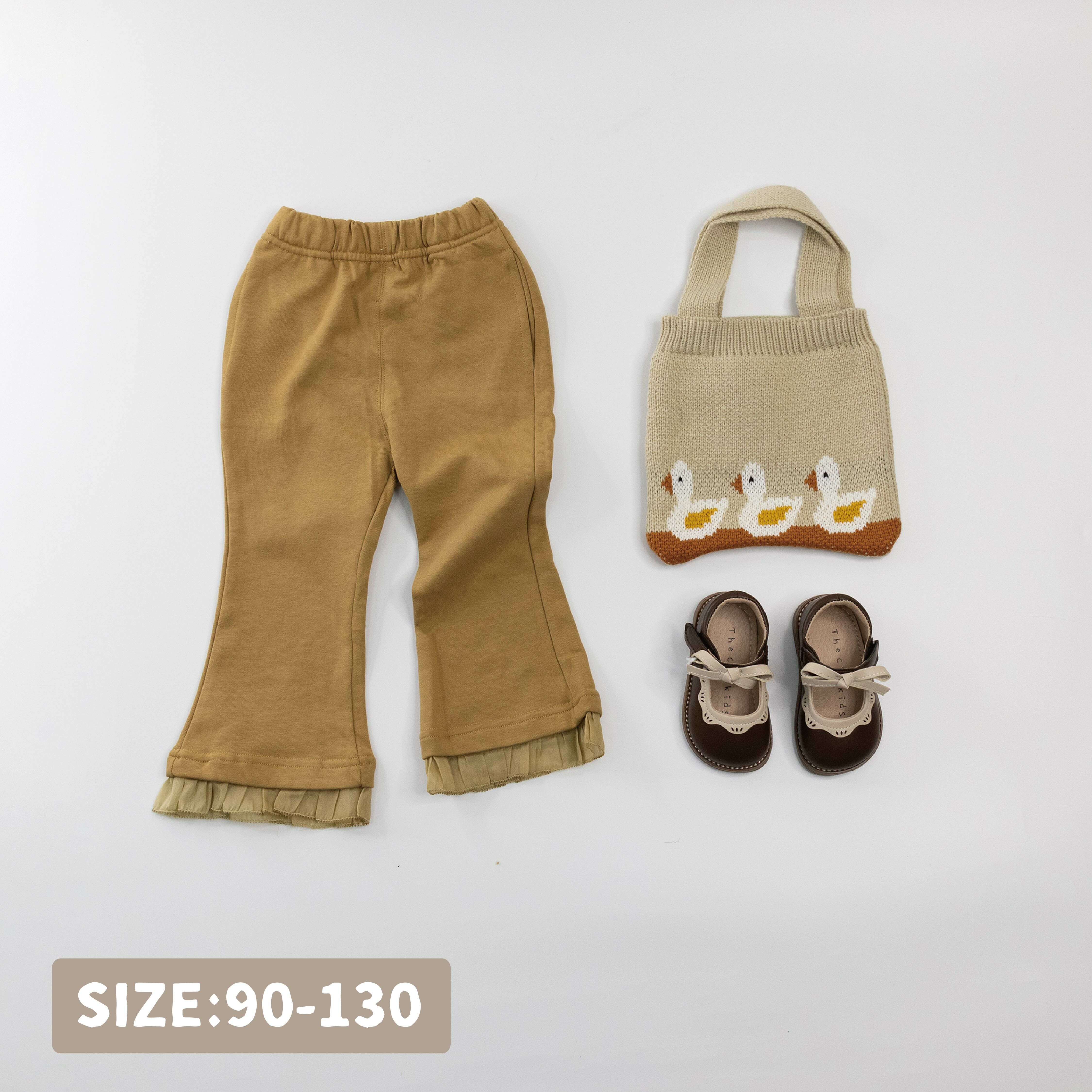 【H35323】質感雪紡百摺設計微喇叭褲