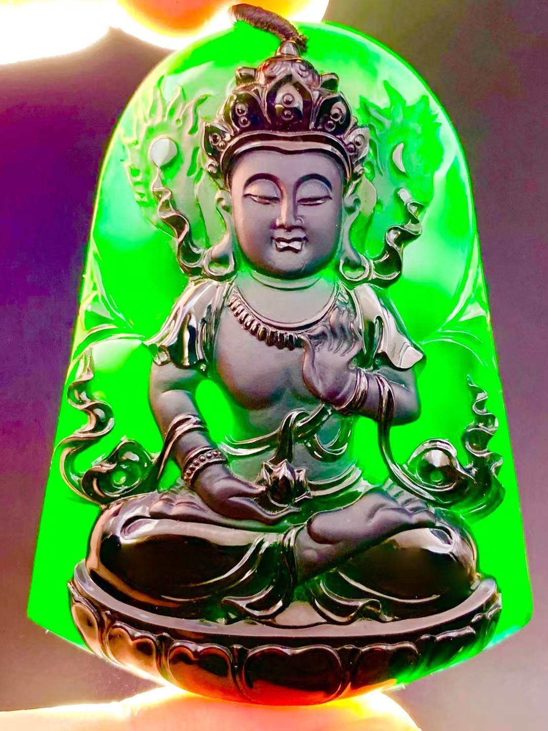 墨翠火焰度母,天然翡翠A玉, 緬甸玉, Jade, Jadeite