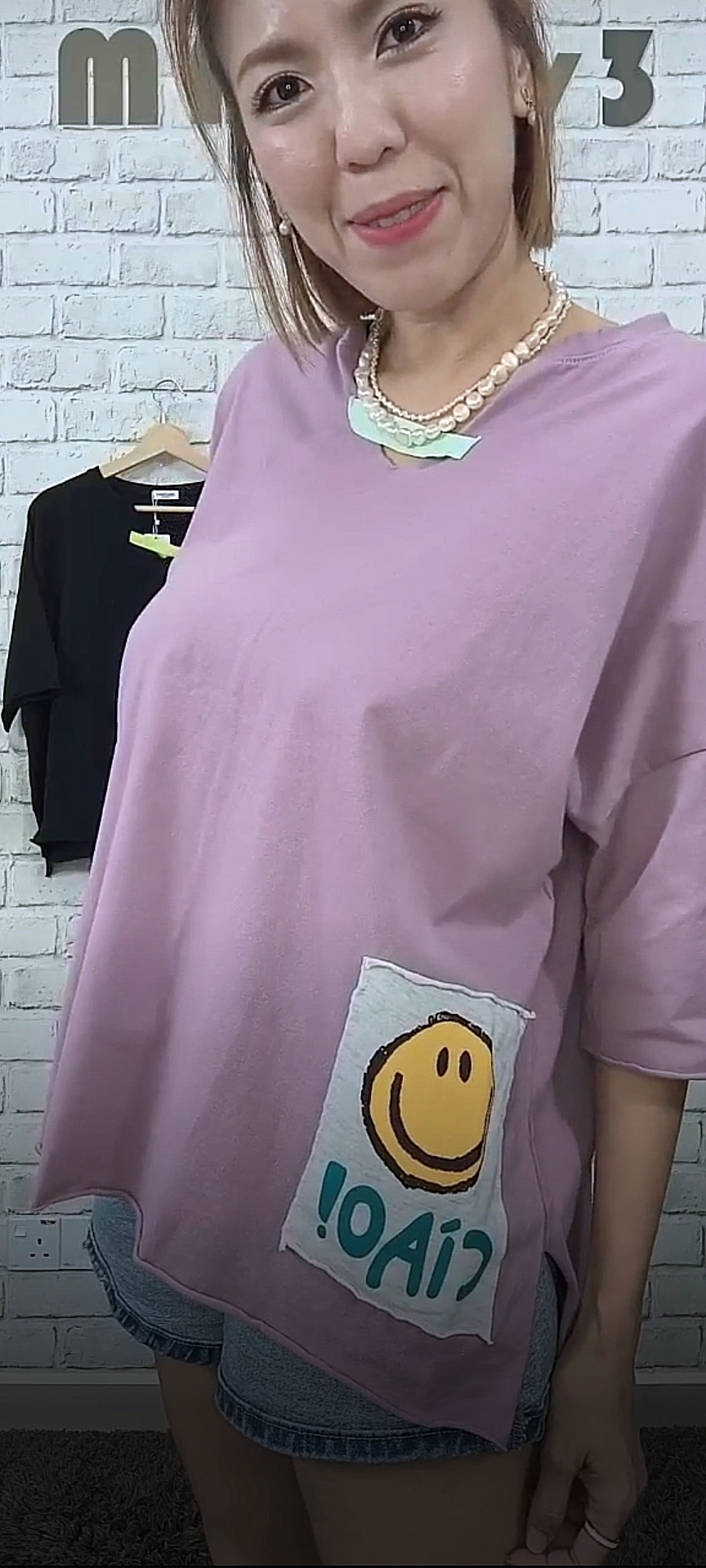 2217 RM99 🇰🇷Made in Korea ▶️韓國ciao!微笑標_領子造型_T卹 👉B:140cm👈