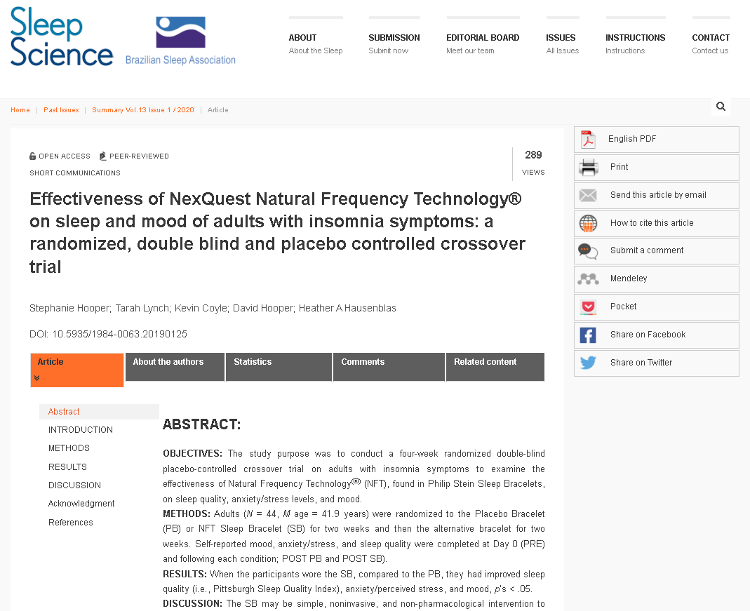 翡麗詩丹 自然頻率 睡眠手環 臨床實證 助眠神器 助眠黑科技 Jacksonville