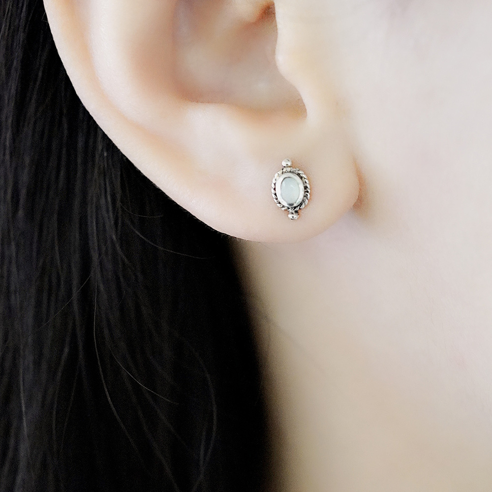 北極星純銀耳環(蛋白石)/SE606| 中性 個性 復古 水晶  男女生耳釘
