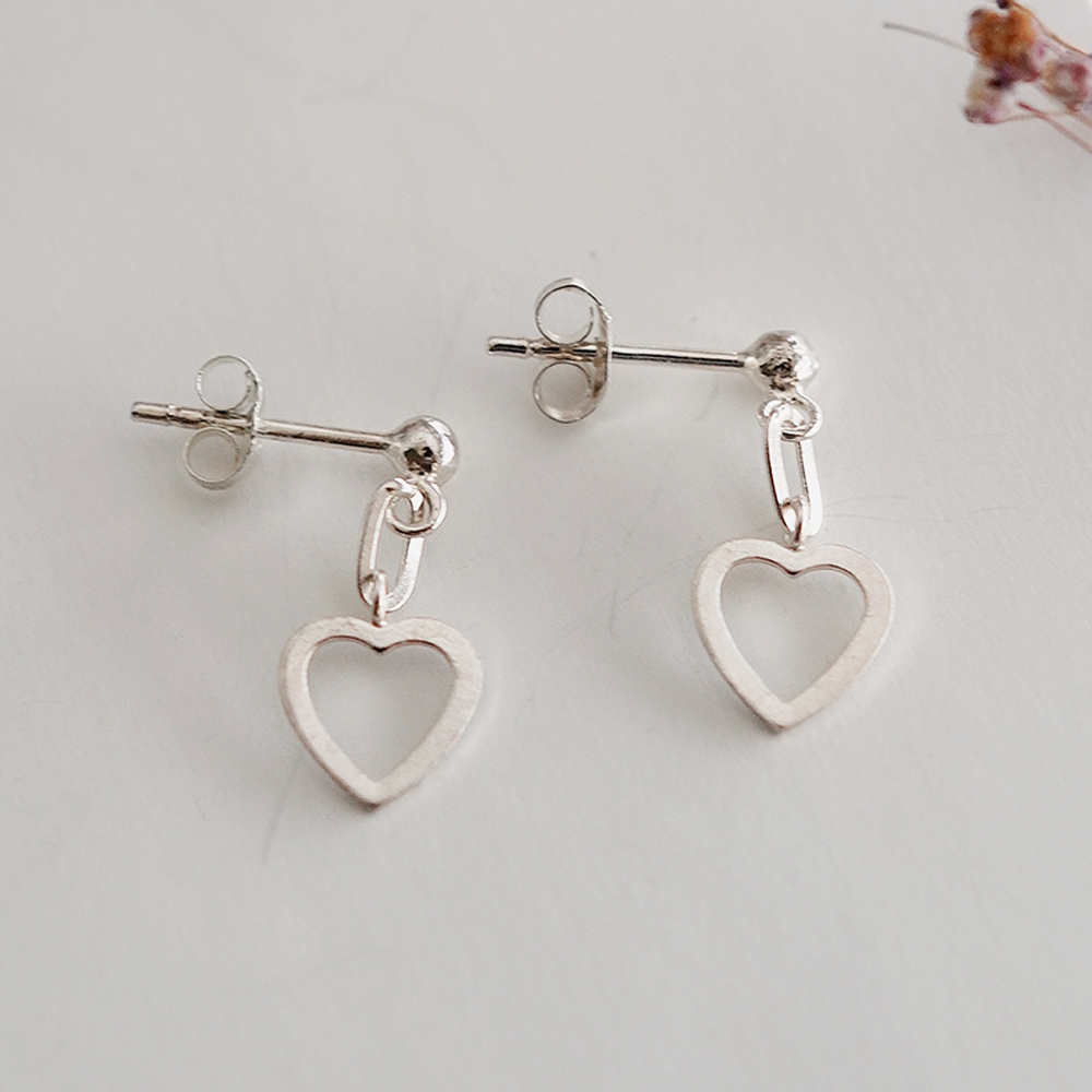 愛隨心純銀耳環/SE607 | 韓系簡約 愛心垂墜式 女生禮物