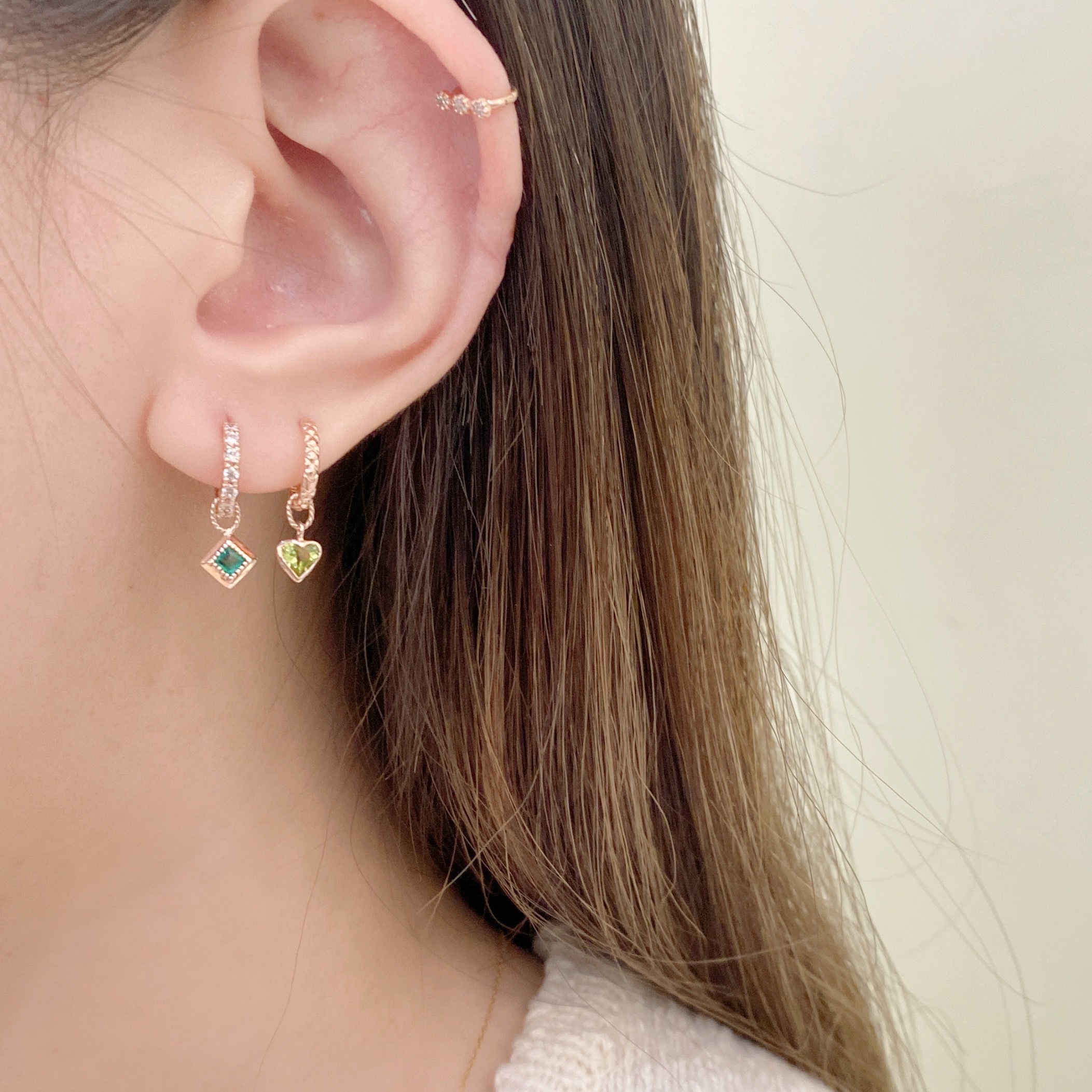 14K半圈鋯石10mm耳圈