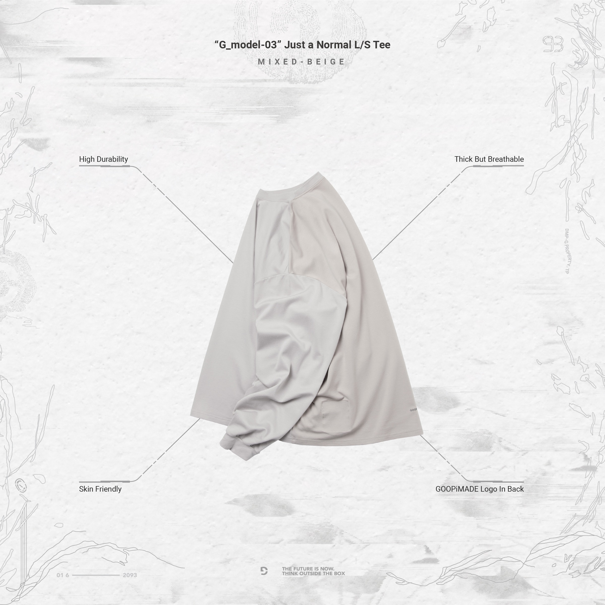 GOOPiMADE “G_model-03” Just a Normal L/S Tee - Mixed-Beige