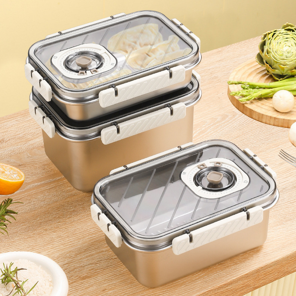 可微波304不銹鋼計時密封防漏保鮮盒/680ml/1000ml/1200ml/1500ml