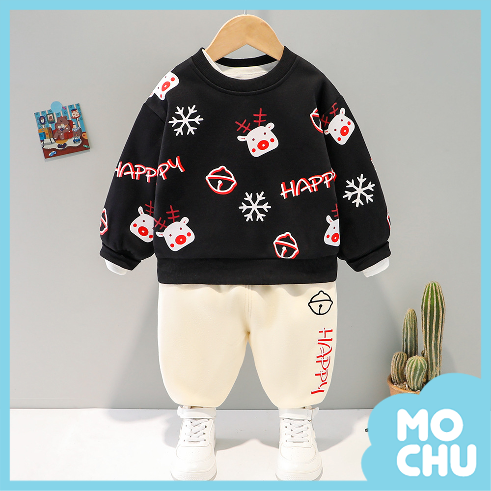 快樂鹿角小豬豬加絨套裝(三色)