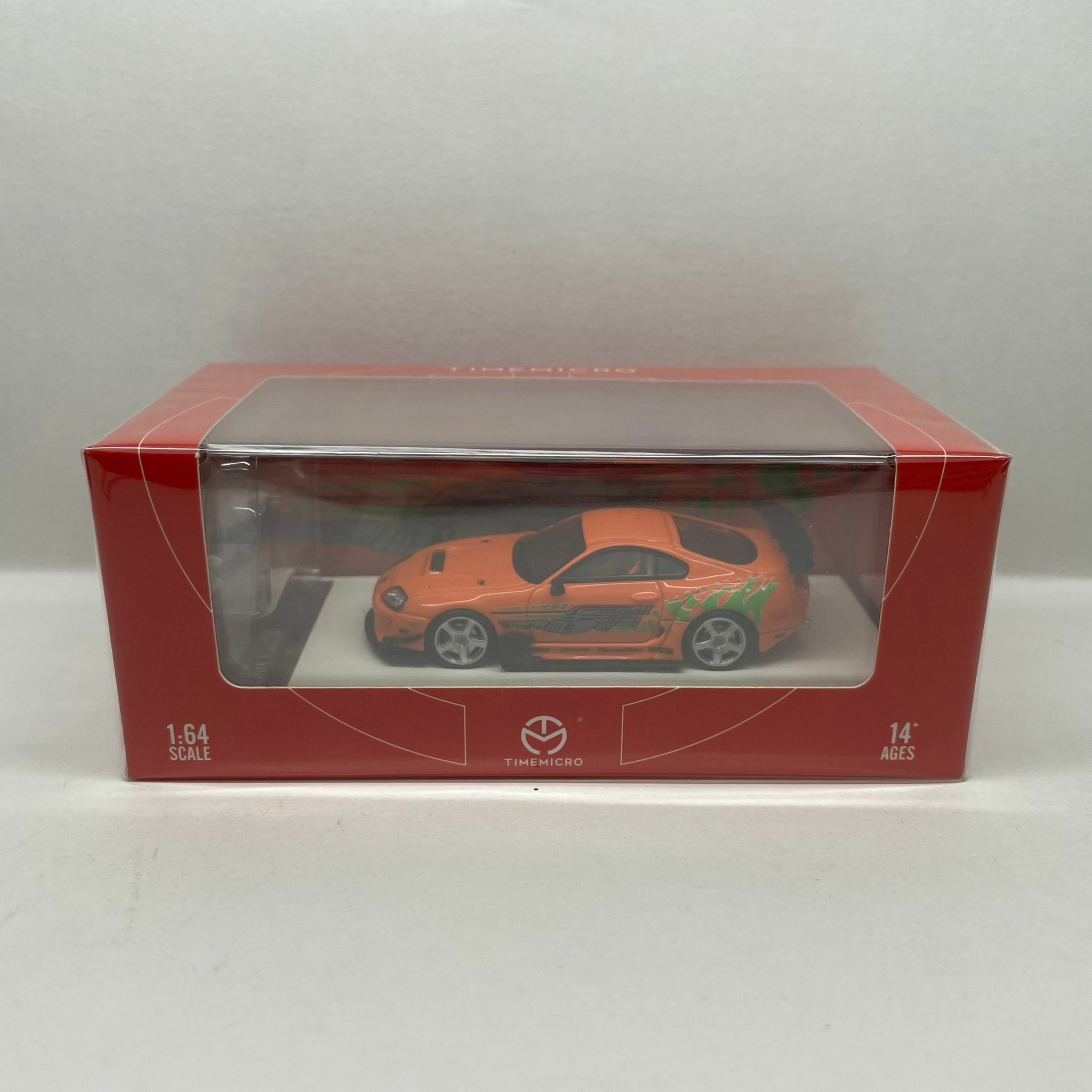 Time Micro 1:64 Toyota Supra Orange FNF with figure