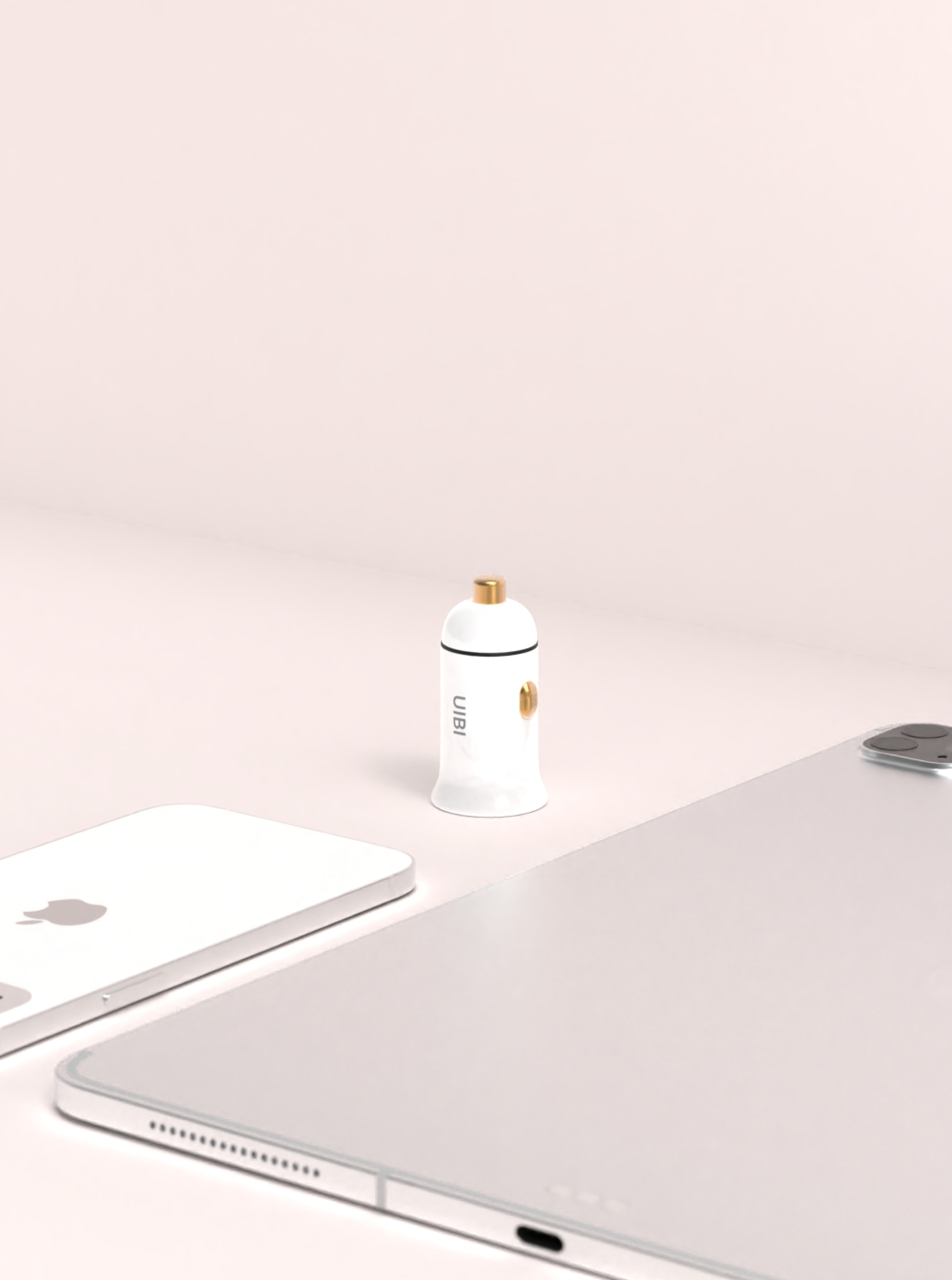 UIBI 30W 雙孔快充車充  (USB-C + USB A)  | 純潔白