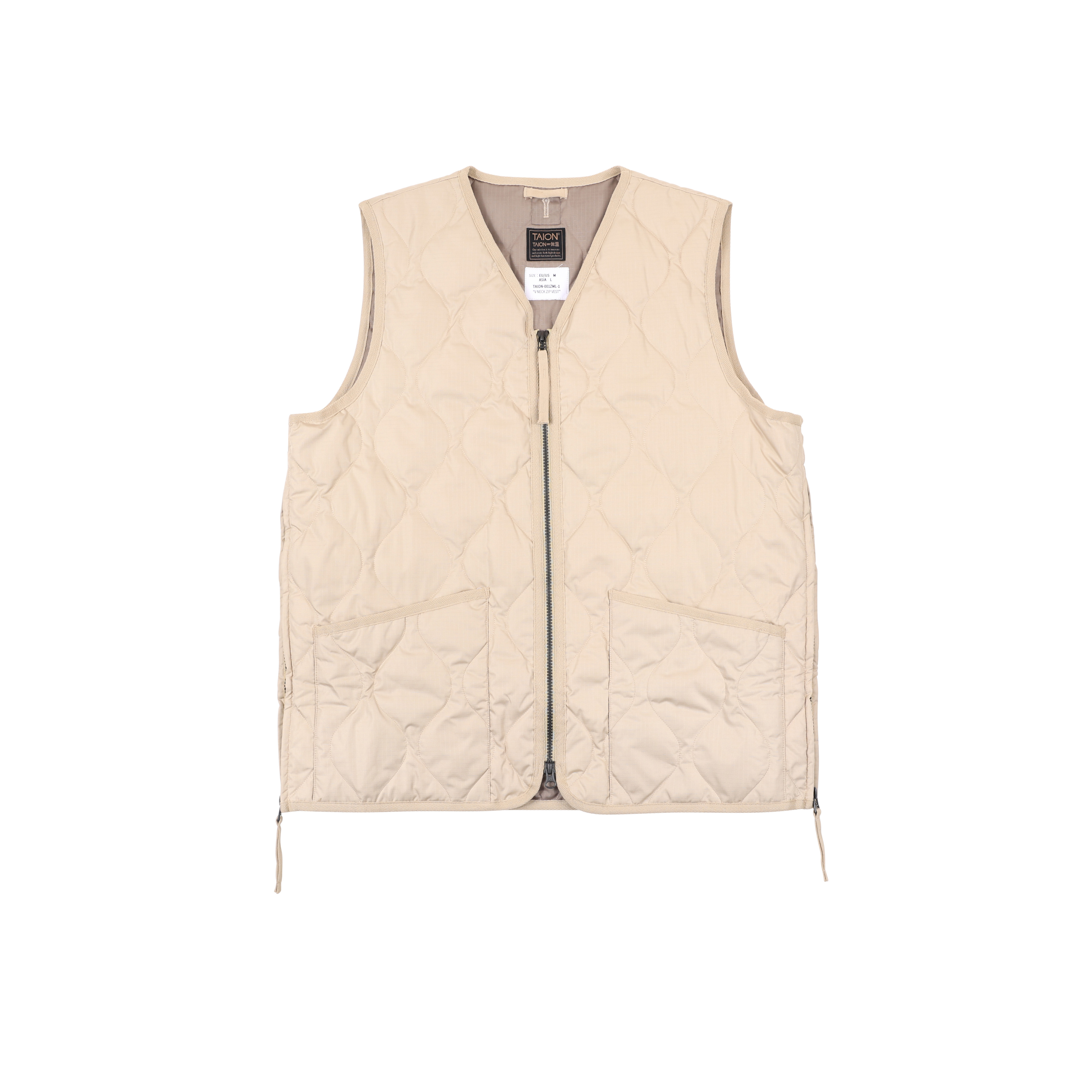 TAION MILITARY V-NECK ZIP DOWN VEST TAION-001ZML-1 CHAC