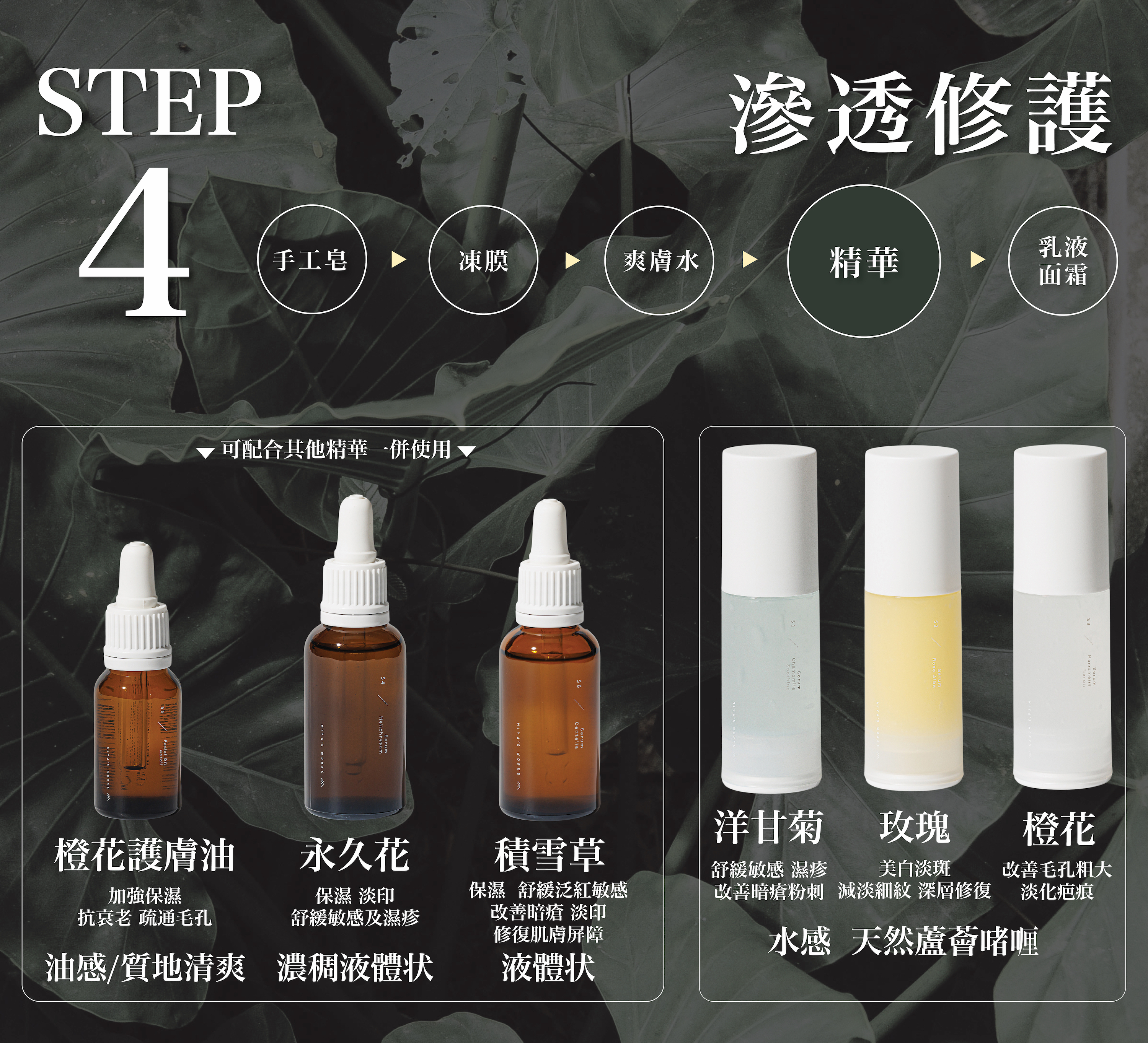 一圖睇清各款精華對不同皮膚問題的功效