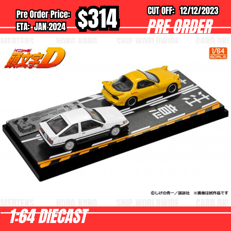 PO-$314 * Modeler's * 1:64 Initial D Set - Mazda RX7 & Toyota AE86 [OD07/12]