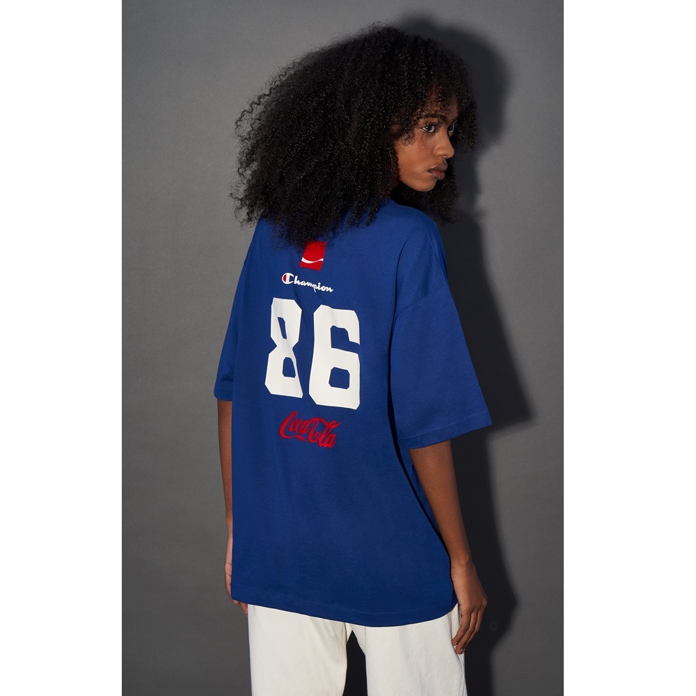 男款-Coca Cola x CHAMPION 背後可口可樂印花短袖Tee-藍色（220186-BS559）