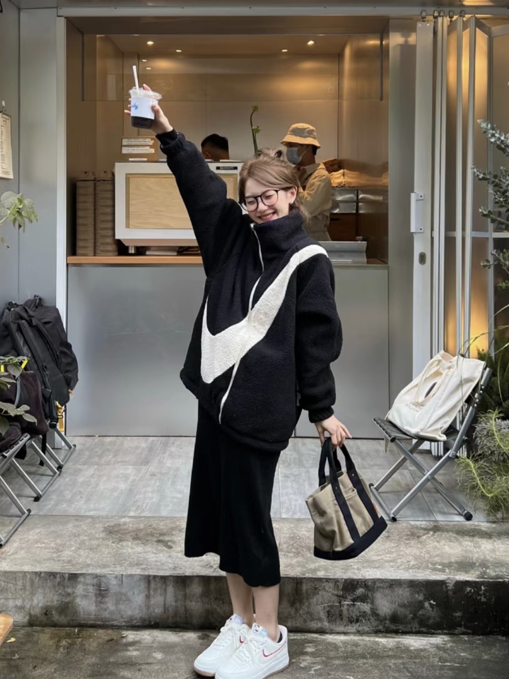 【現貨】Nike NSW Swoosh Jacket 雙面 大勾 毛絨 羔毛 立領外套 黑 寶寶藍 粉紅