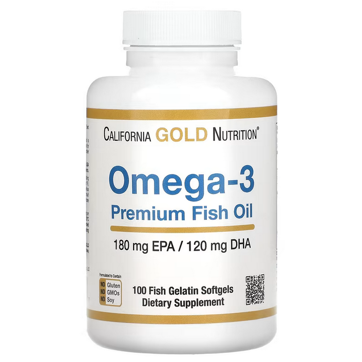 California Gold Nutrition, Omega-3 優質魚油，180 EPA/120 DHA，100 粒魚明膠軟凝膠