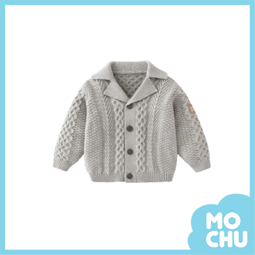 翻領麻花粗針織外套(兩色)