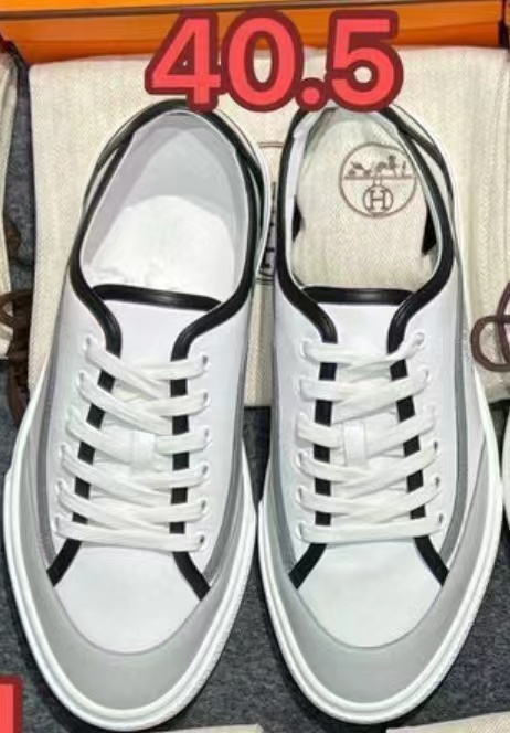 Hermes 黑邊白色運動鞋 -M