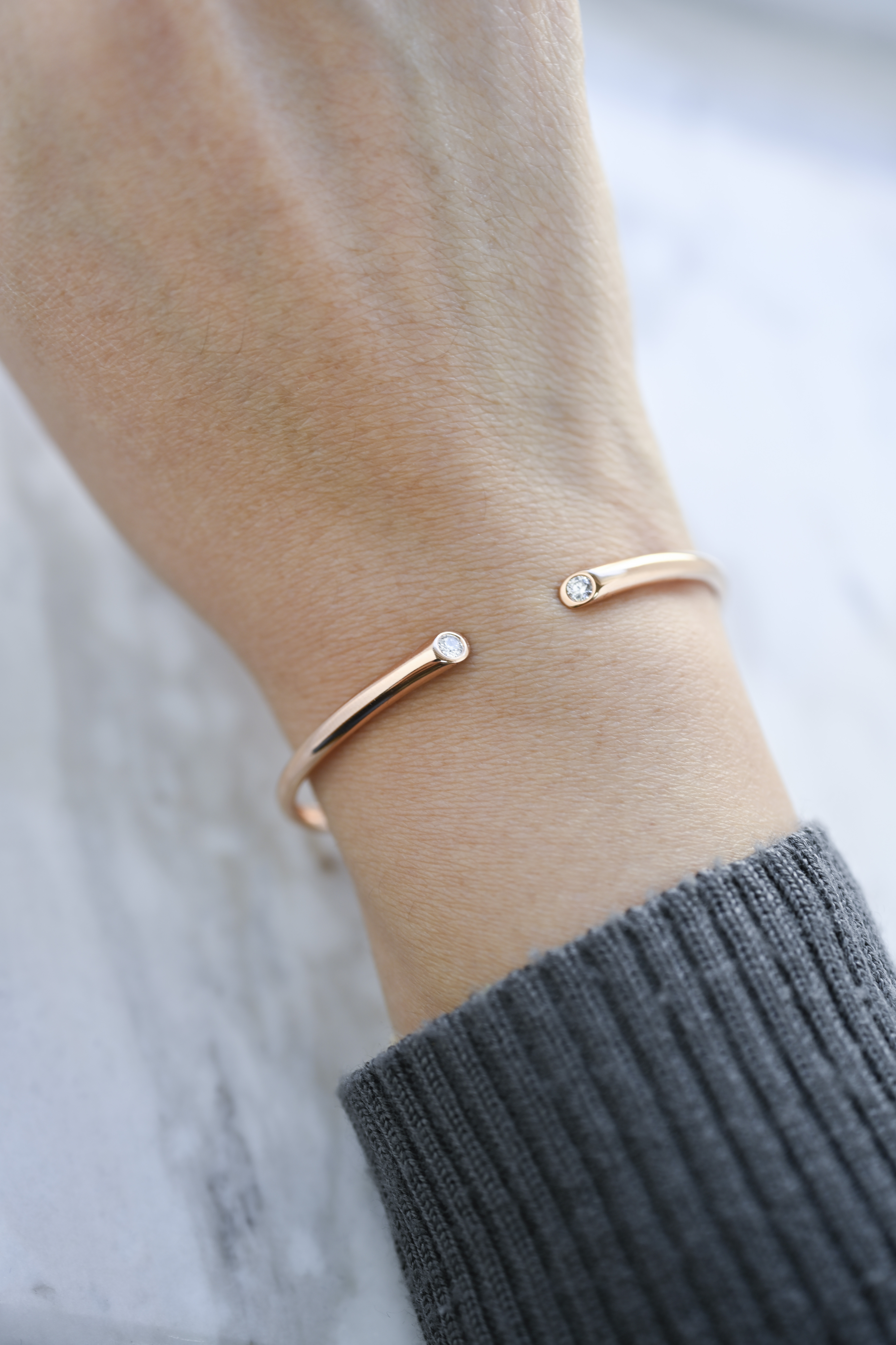 18K Flame Open Diamond Bangle