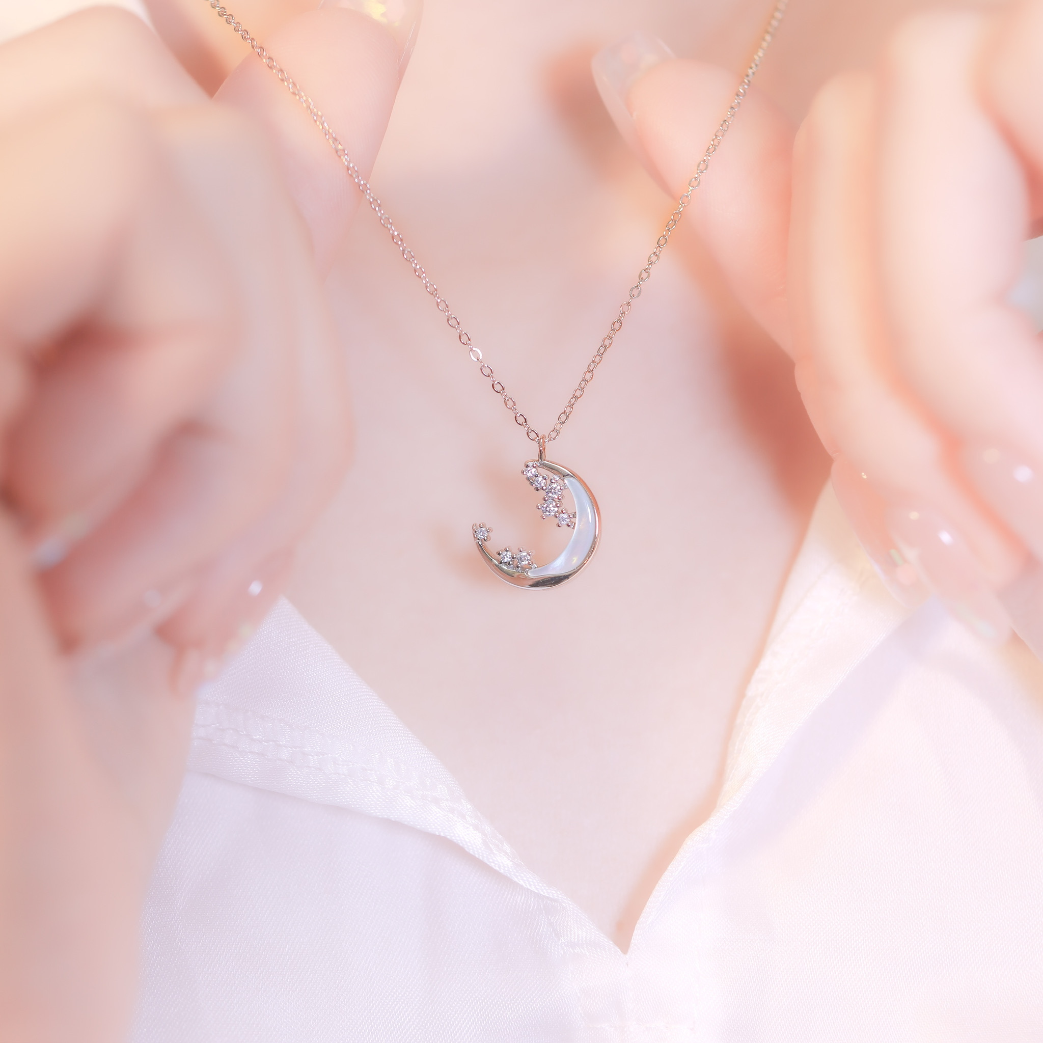 | 925純銀・ 白金 | 月傍繁星項鍊 | NE0992 |