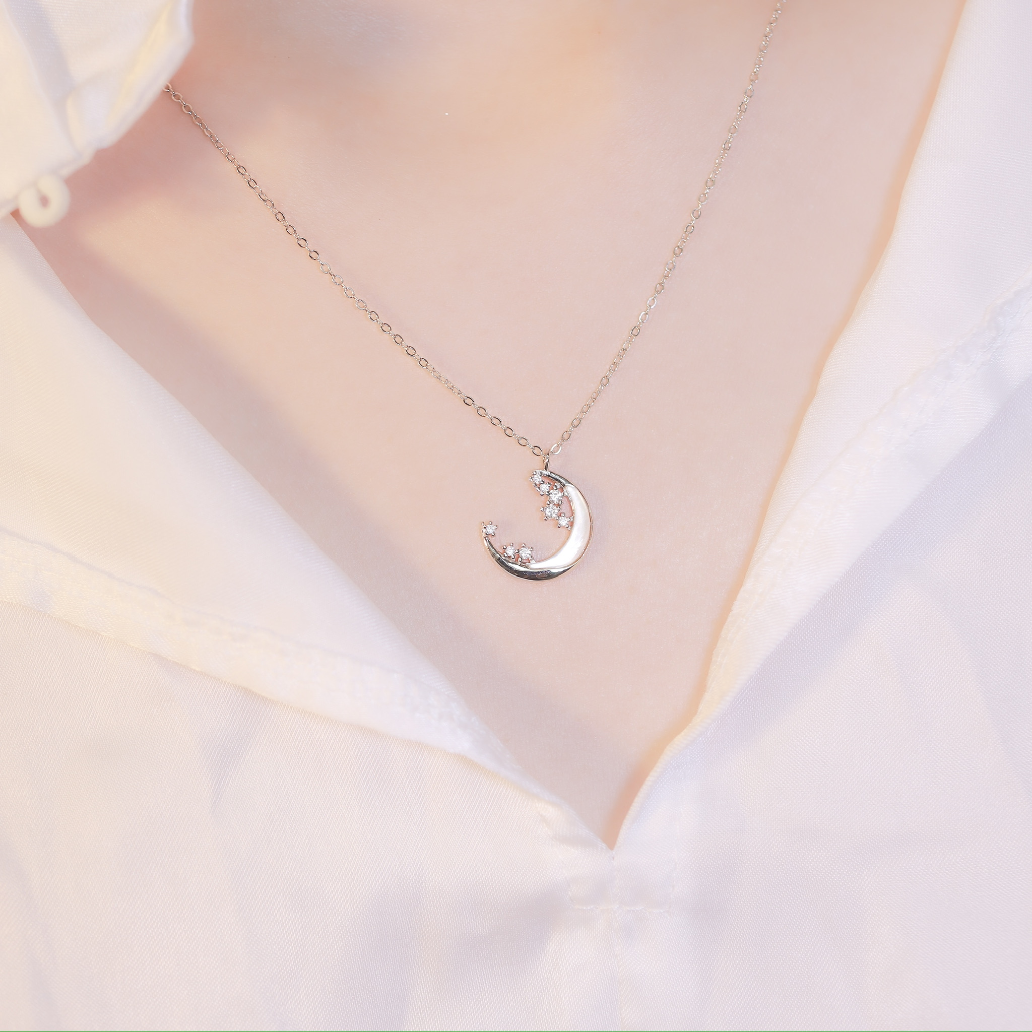 | 925純銀・ 白金 | 月傍繁星項鍊 | NE0992 |