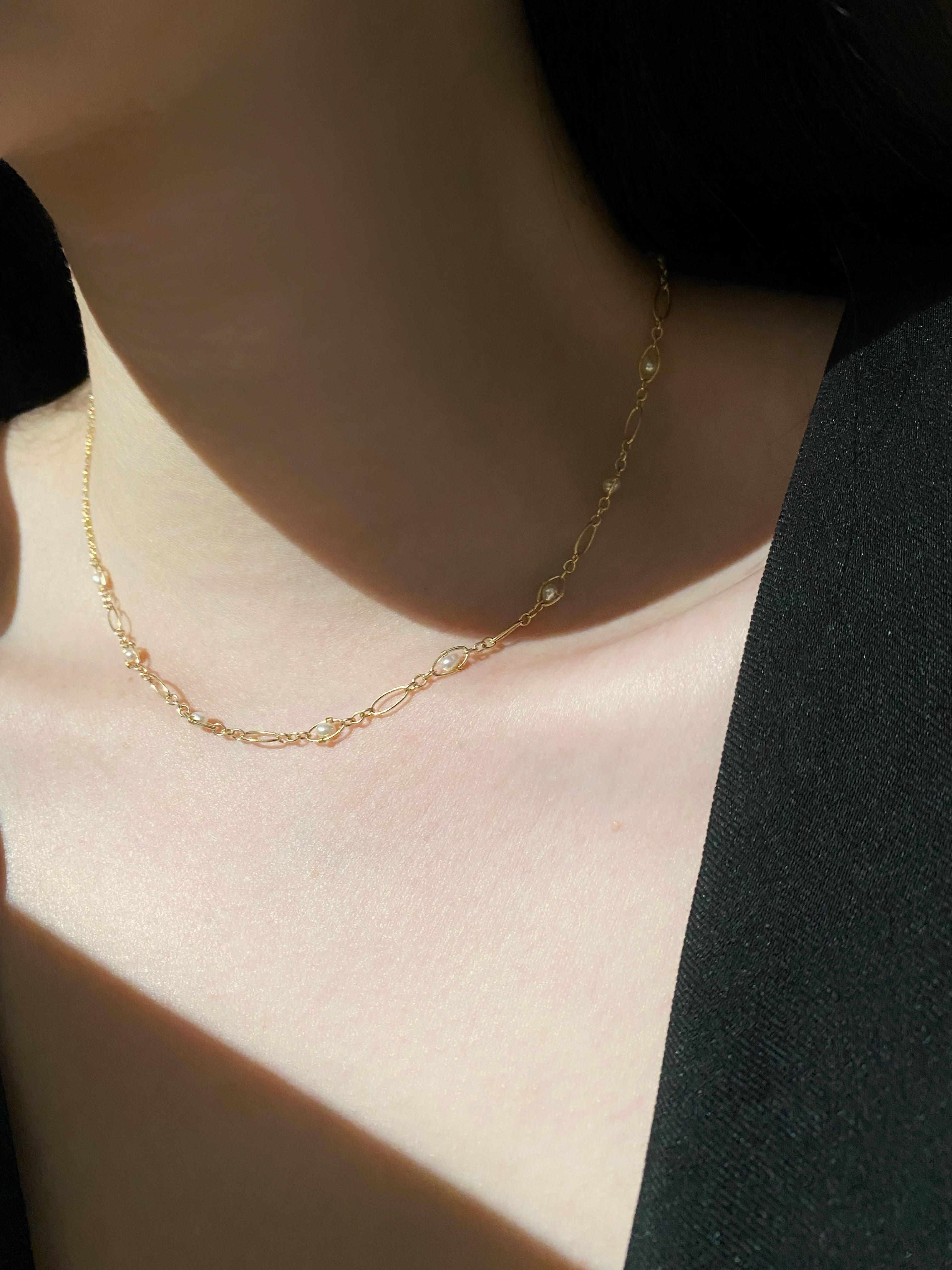 法式半圈胖胖珍珠項鍊