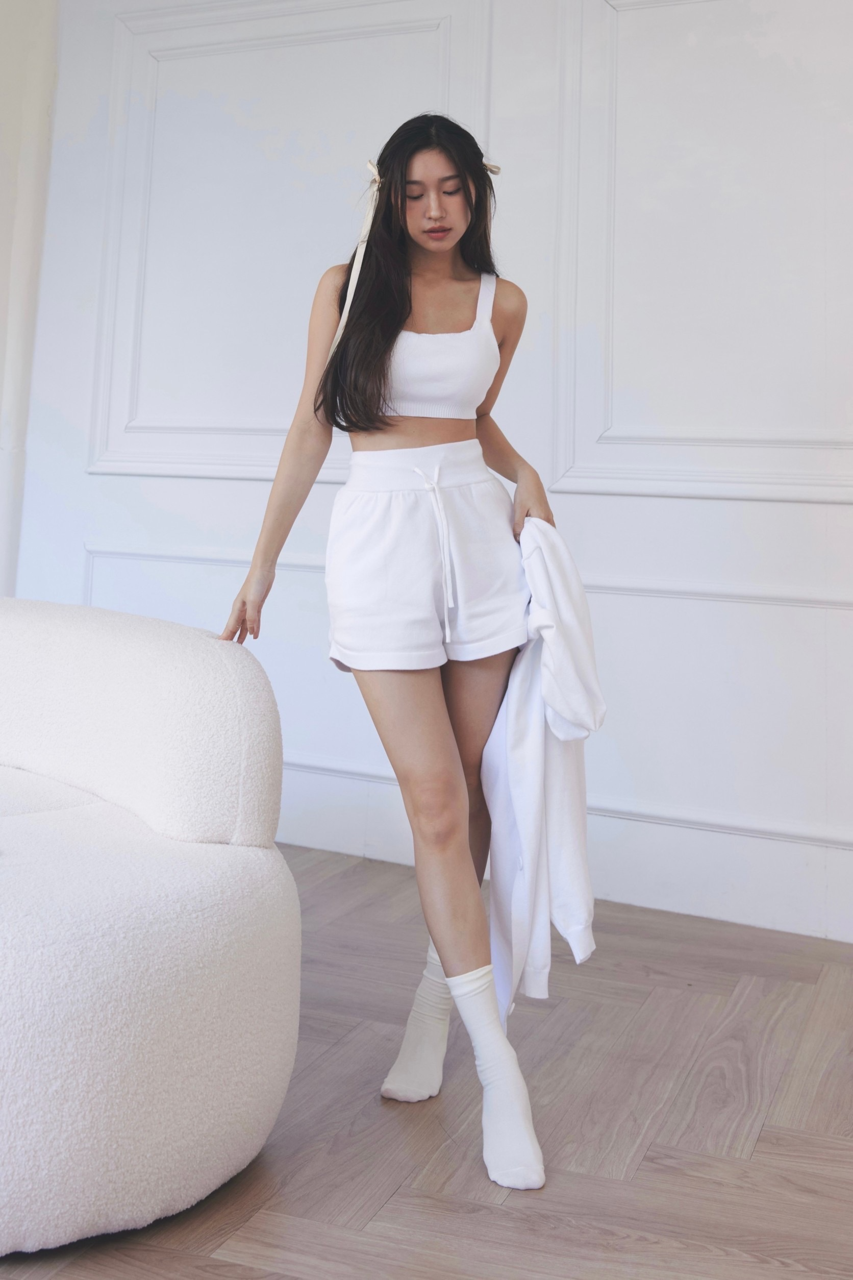 我的居家女友．慵懶好感三件套 高腰短褲 / 純白