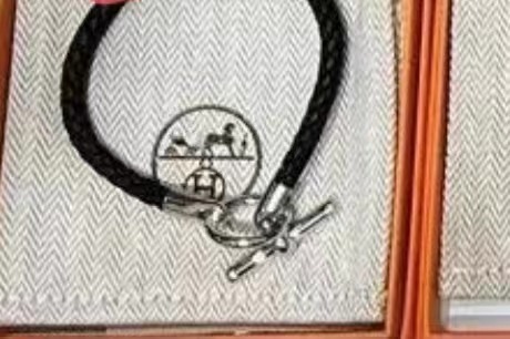 Hermes 黑色編織紋手繩 -M