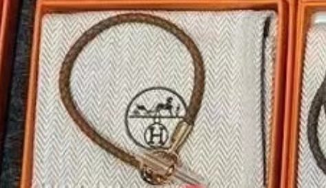 Hermes 棕色編織紋手繩 -M