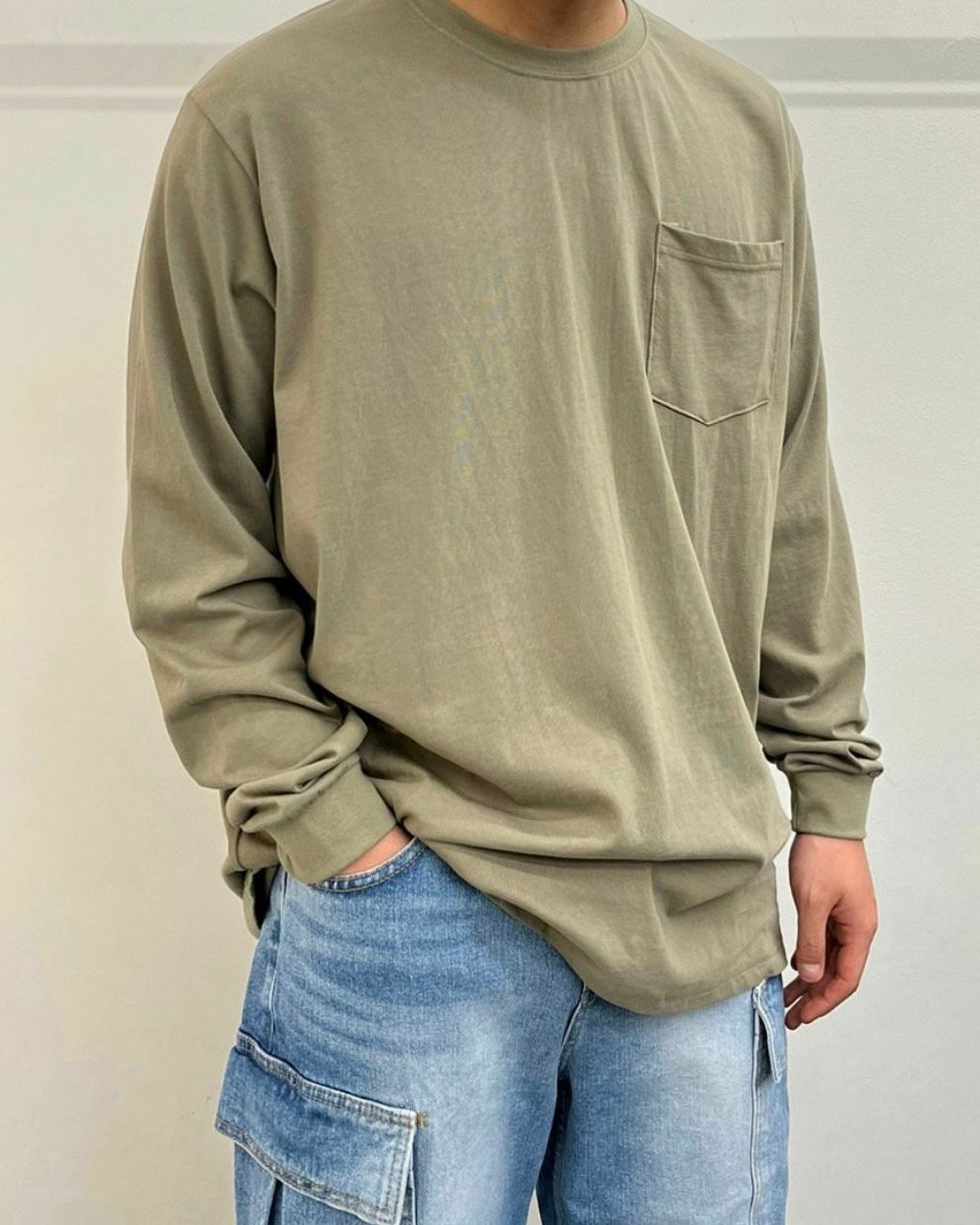 淨色袋口長袖衫 WELL DONE-003T