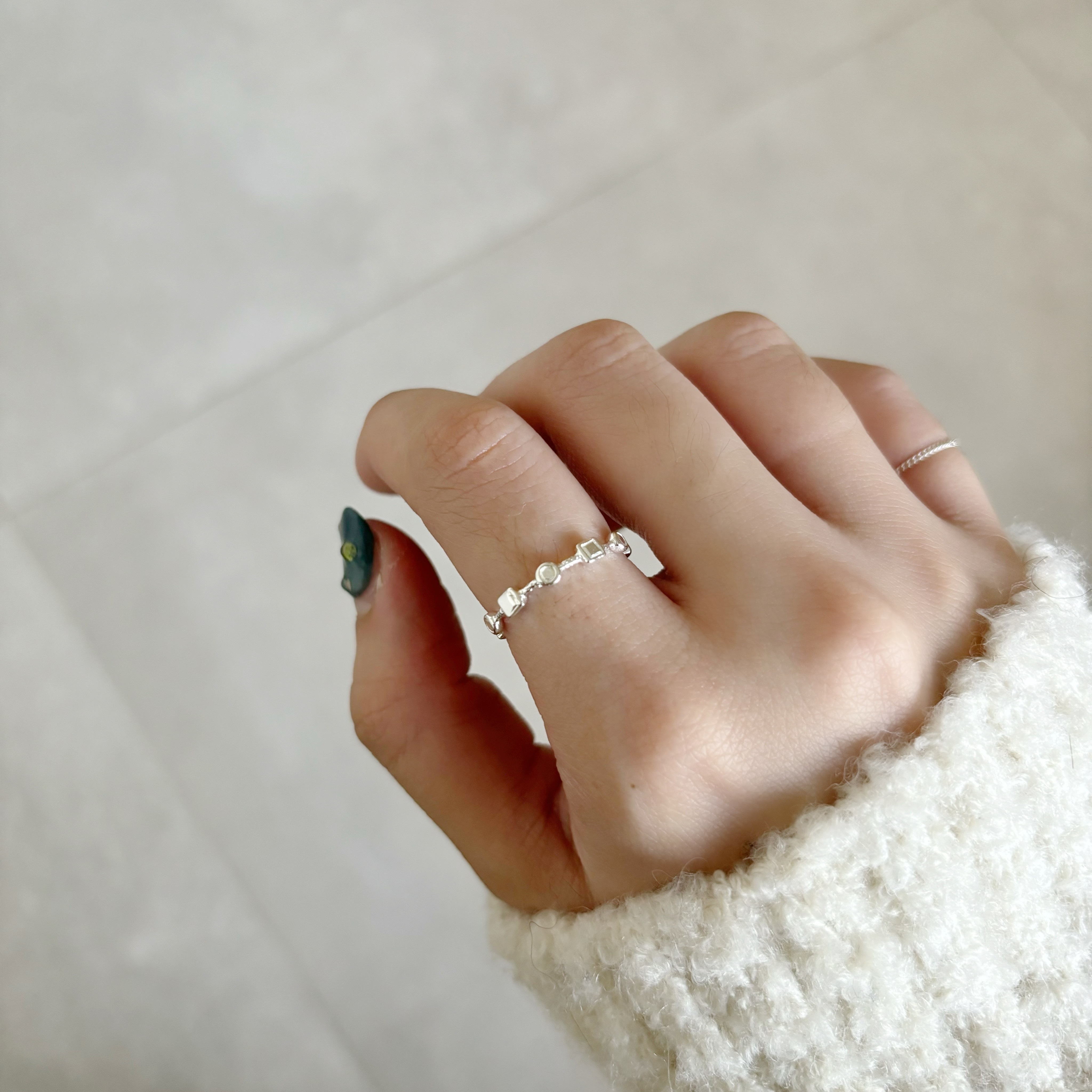 整圈方塊小圓戒指