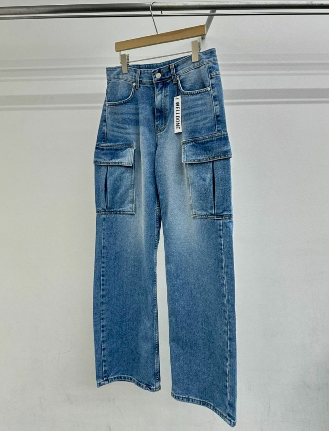 洗水工裝鬆身牛仔褲 WELL DONE-005P