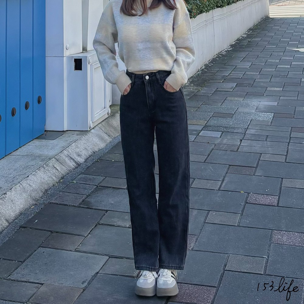 |現貨|⛄️(加絨)小個子高腰直筒百搭黑灰寬褲落地褲(XXS-L)