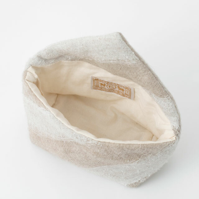 中川政七-蚊帳織戳繡化妝包 薄茶