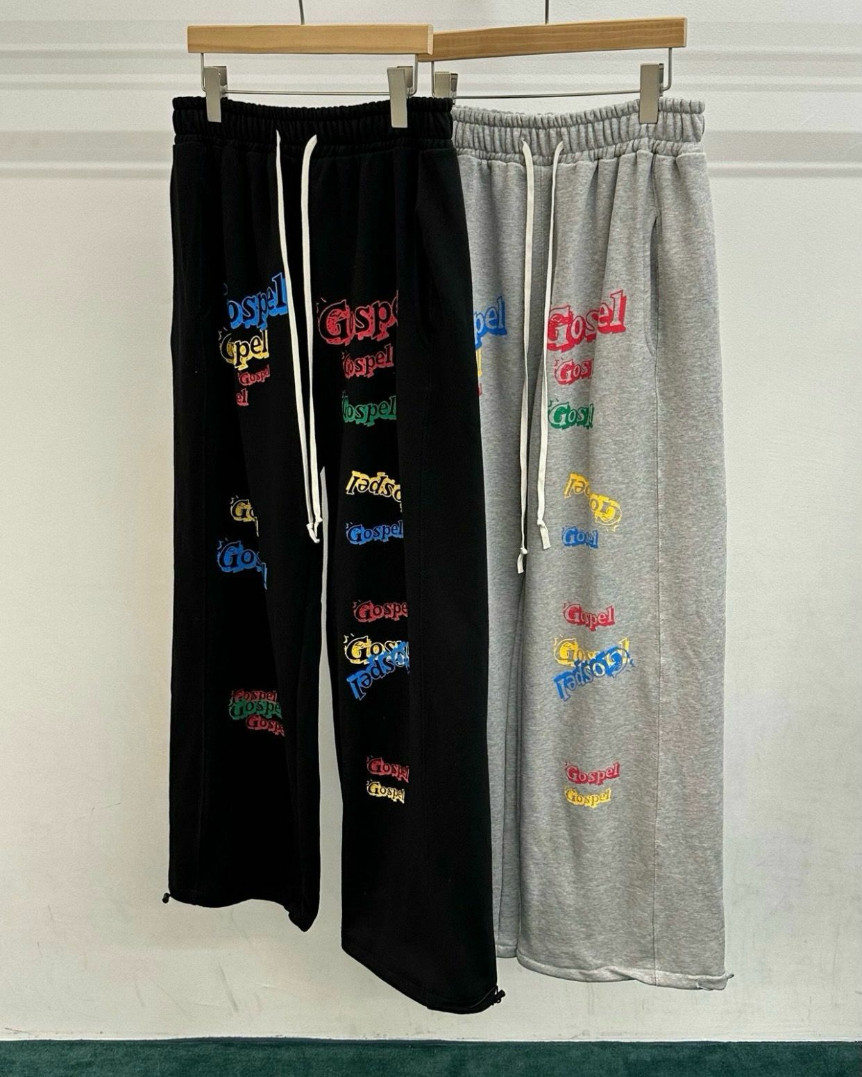 英文字棉質可束腳運動褲 WELL DONE-010P