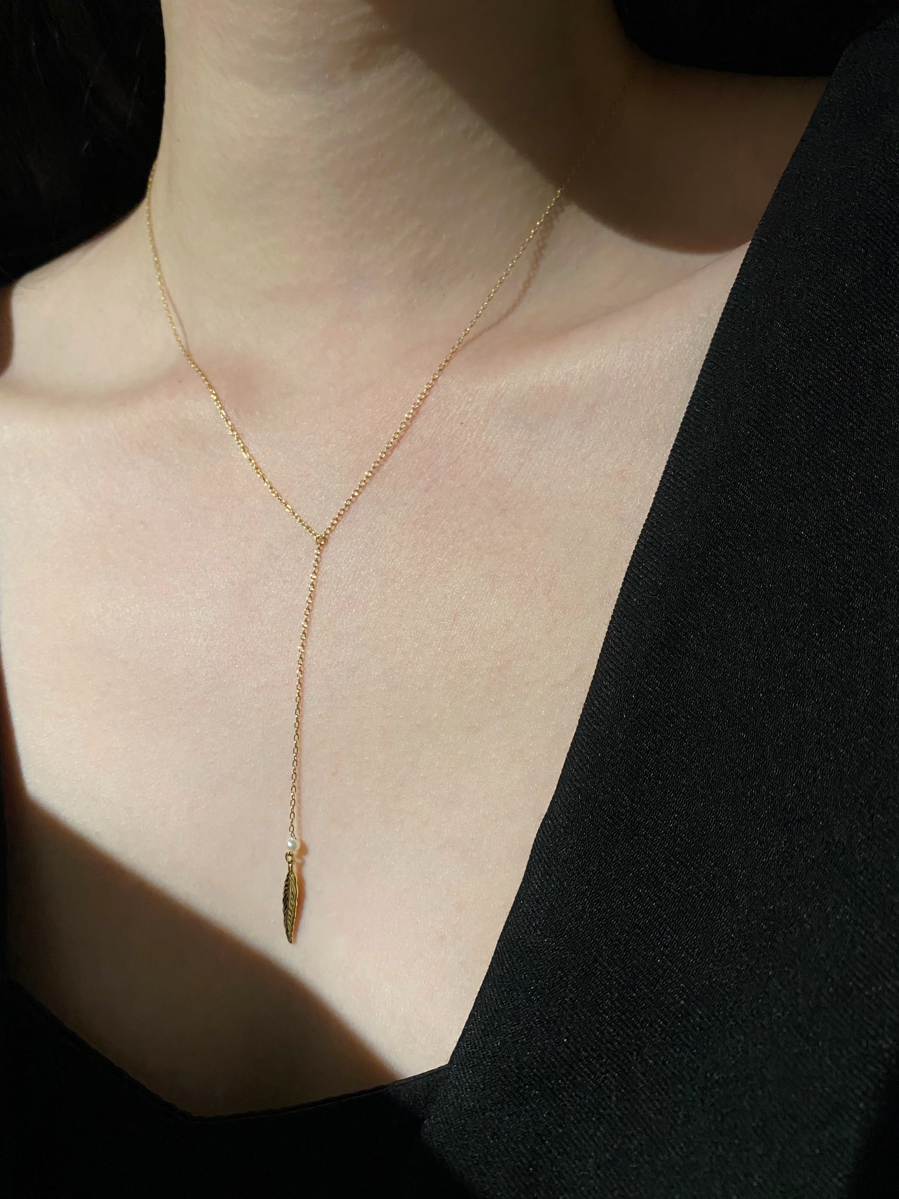 小葉子珍珠 Y 字項鍊