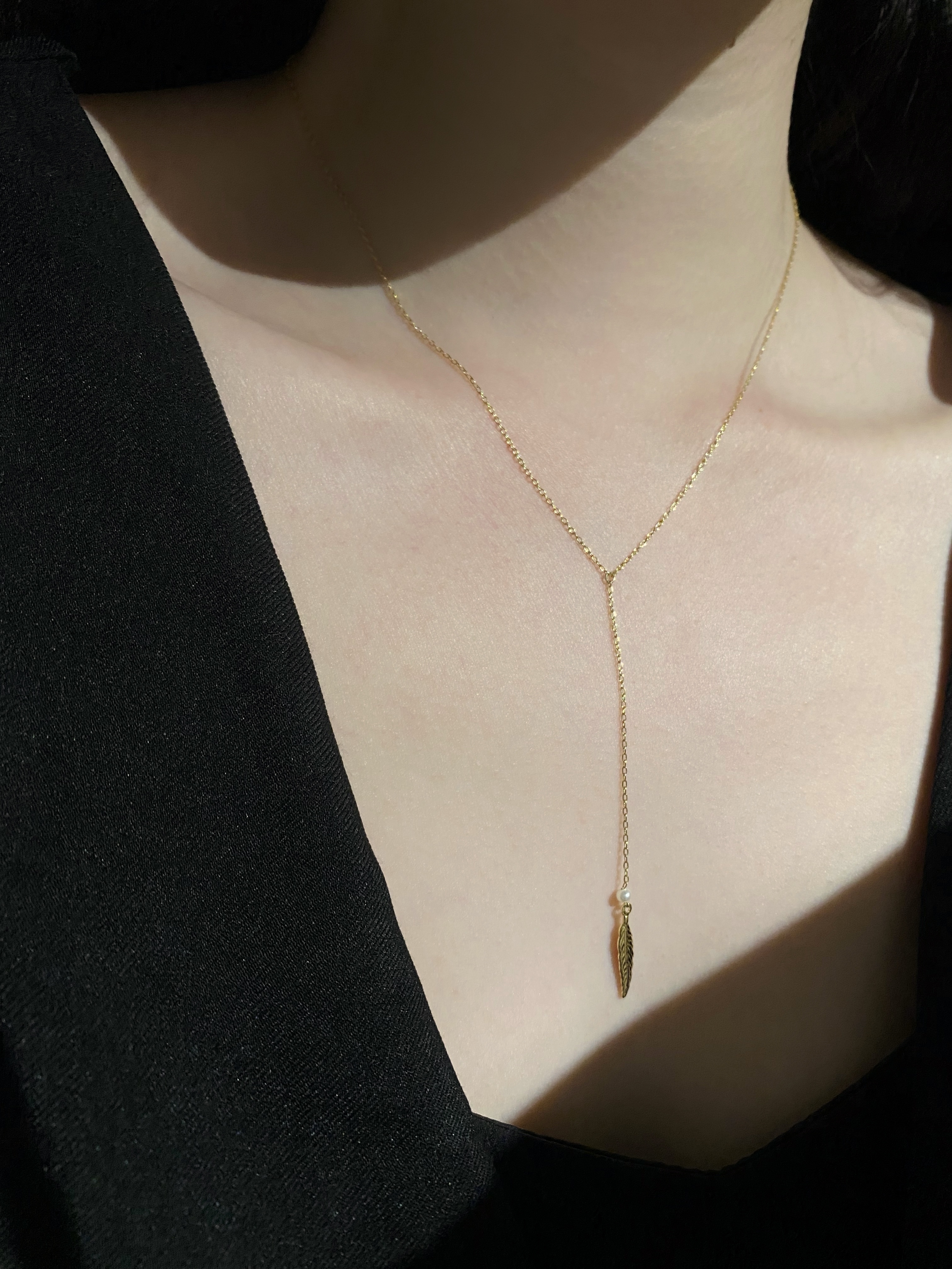 小葉子珍珠 Y 字項鍊