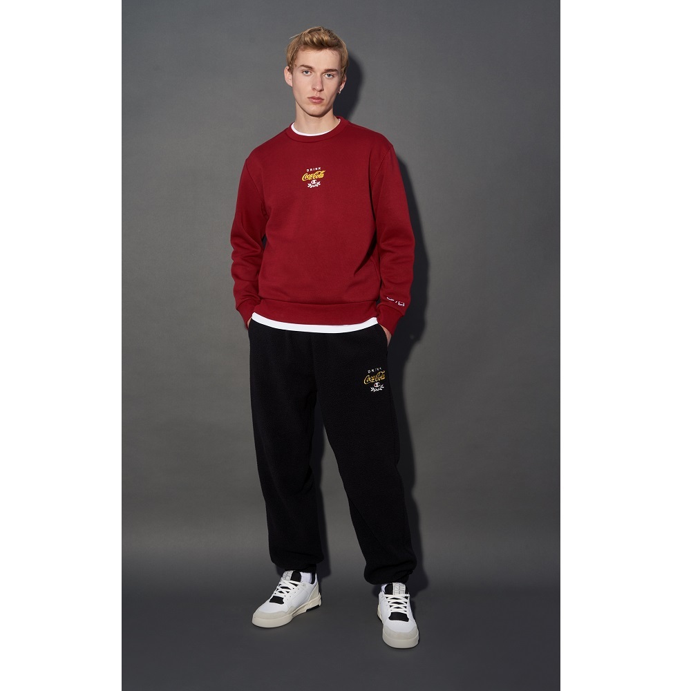 男款-Coca Cola x CHAMPION 男款 植絨Logo大學衛衣-深紅（220181-RS506）