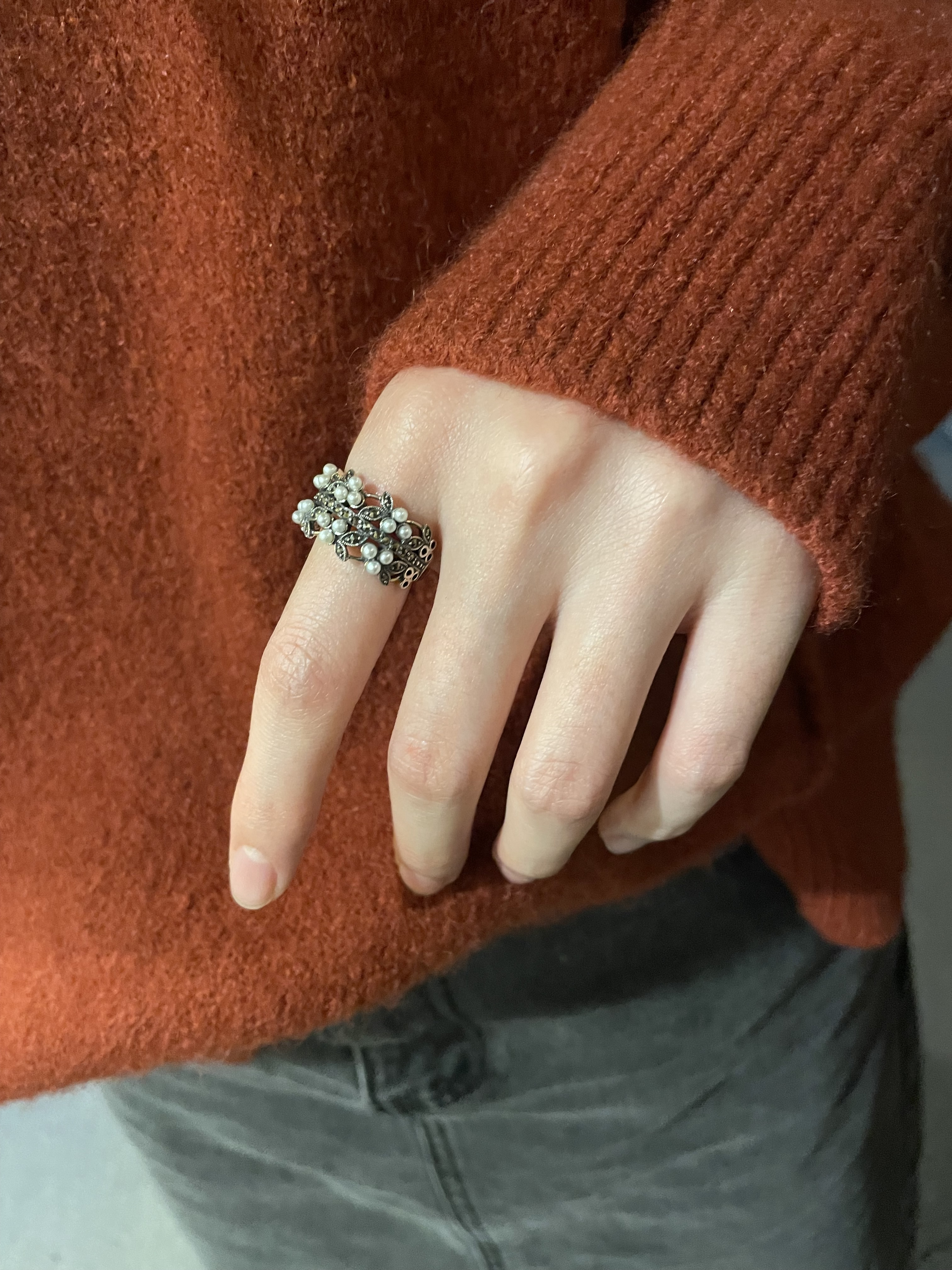 小米珠桂冠戒指