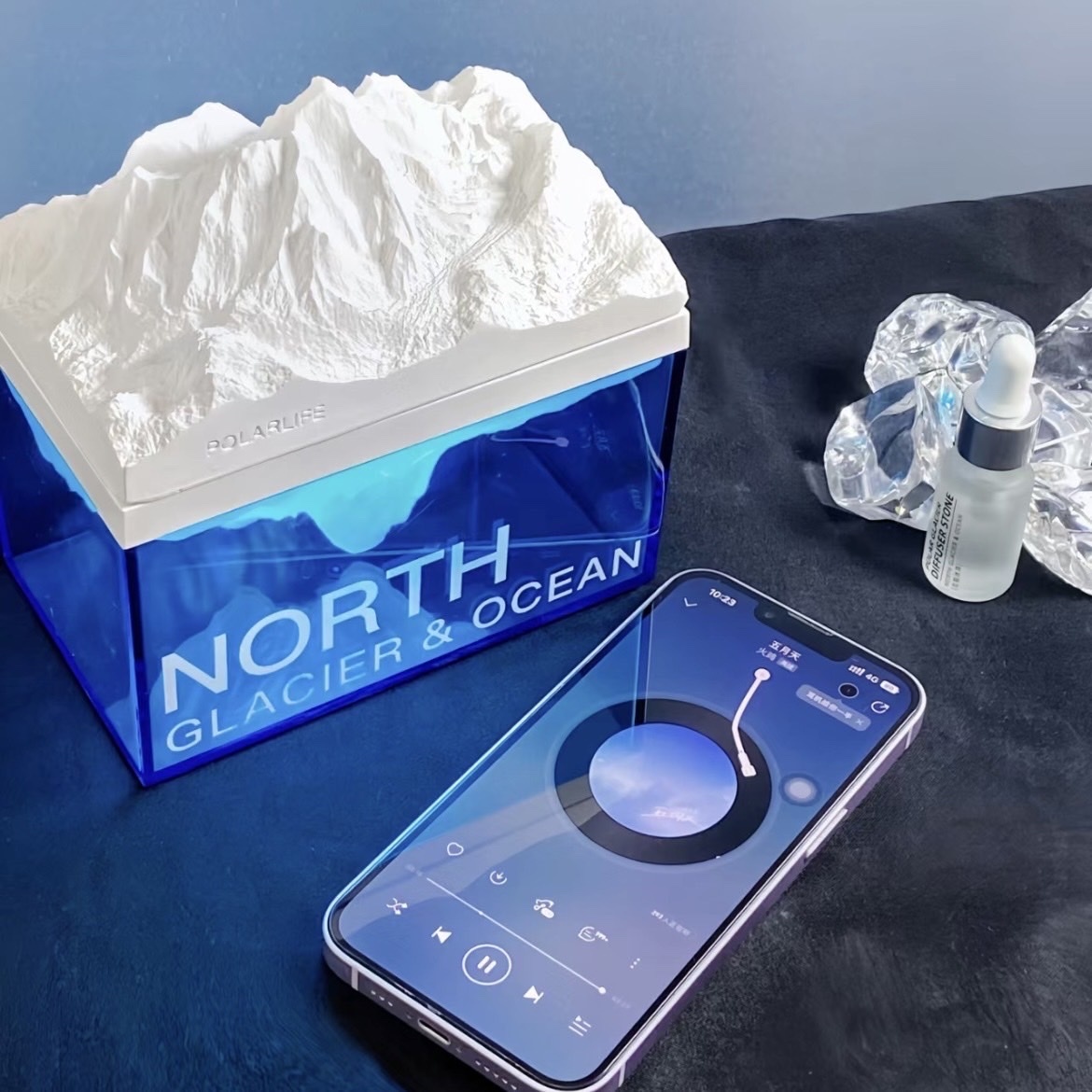 極地落日冰川燈 藍芽音響 擴香石 冰川藍/落日粉