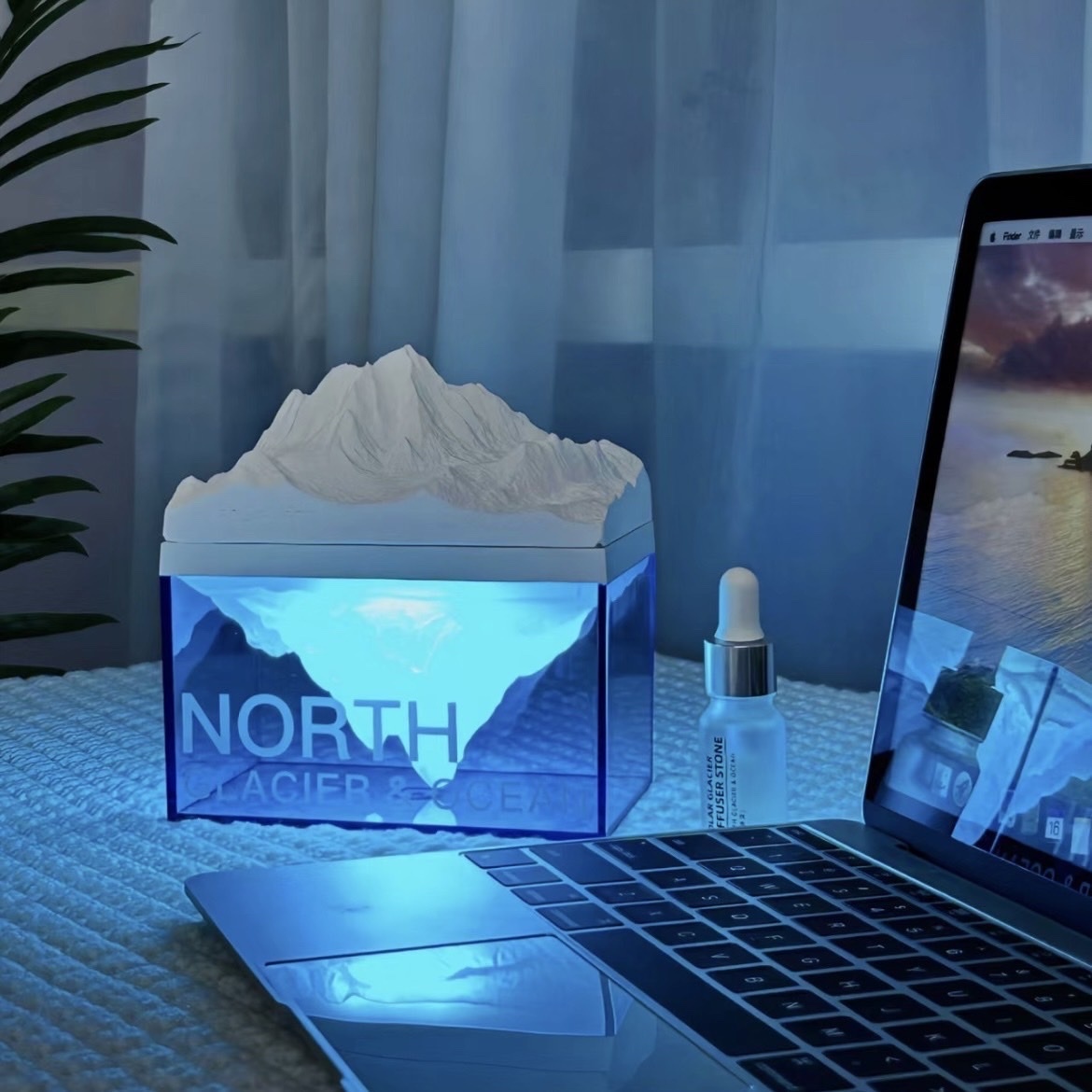 極地落日冰川燈 藍芽音響 擴香石 冰川藍/落日粉