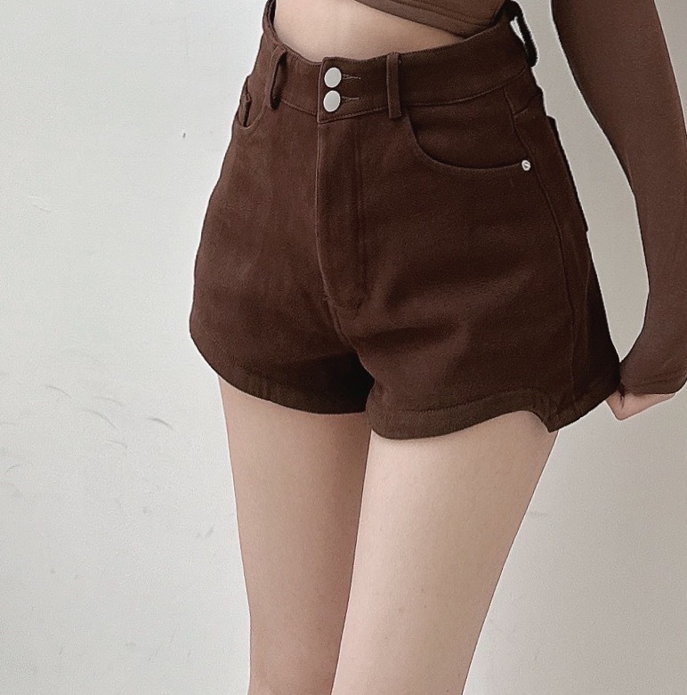 內刷毛W弧線短褲/二色