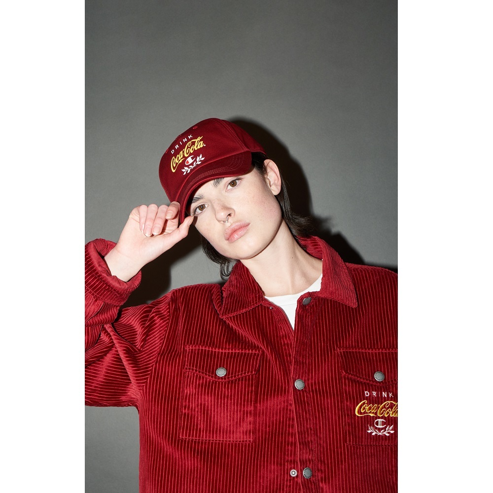 中性-Coca Cola x CHAMPION 硬挺棒球帽-深紅（806014-RS506）
