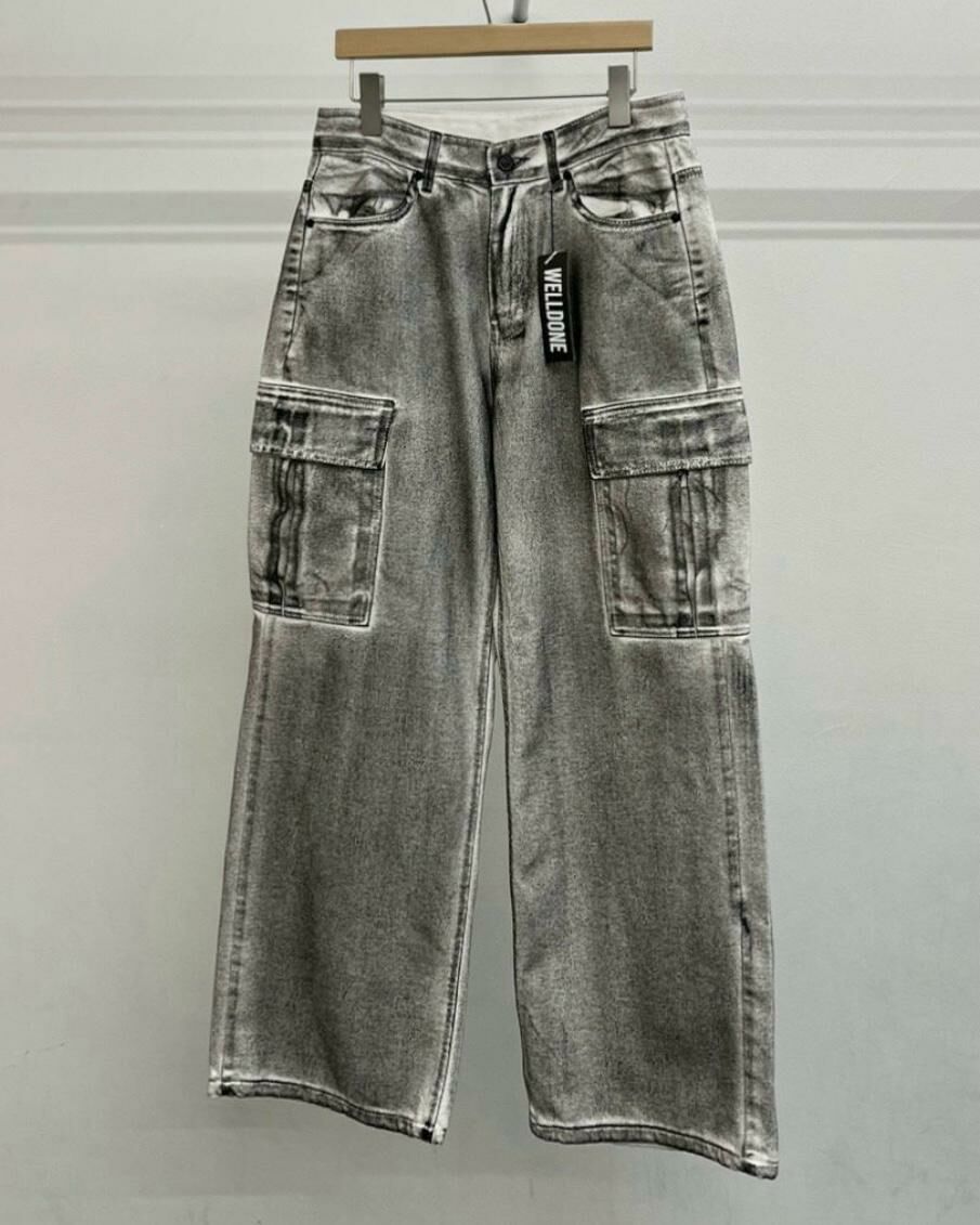 仿污工裝鬆身牛仔褲 WELL DONE-014P