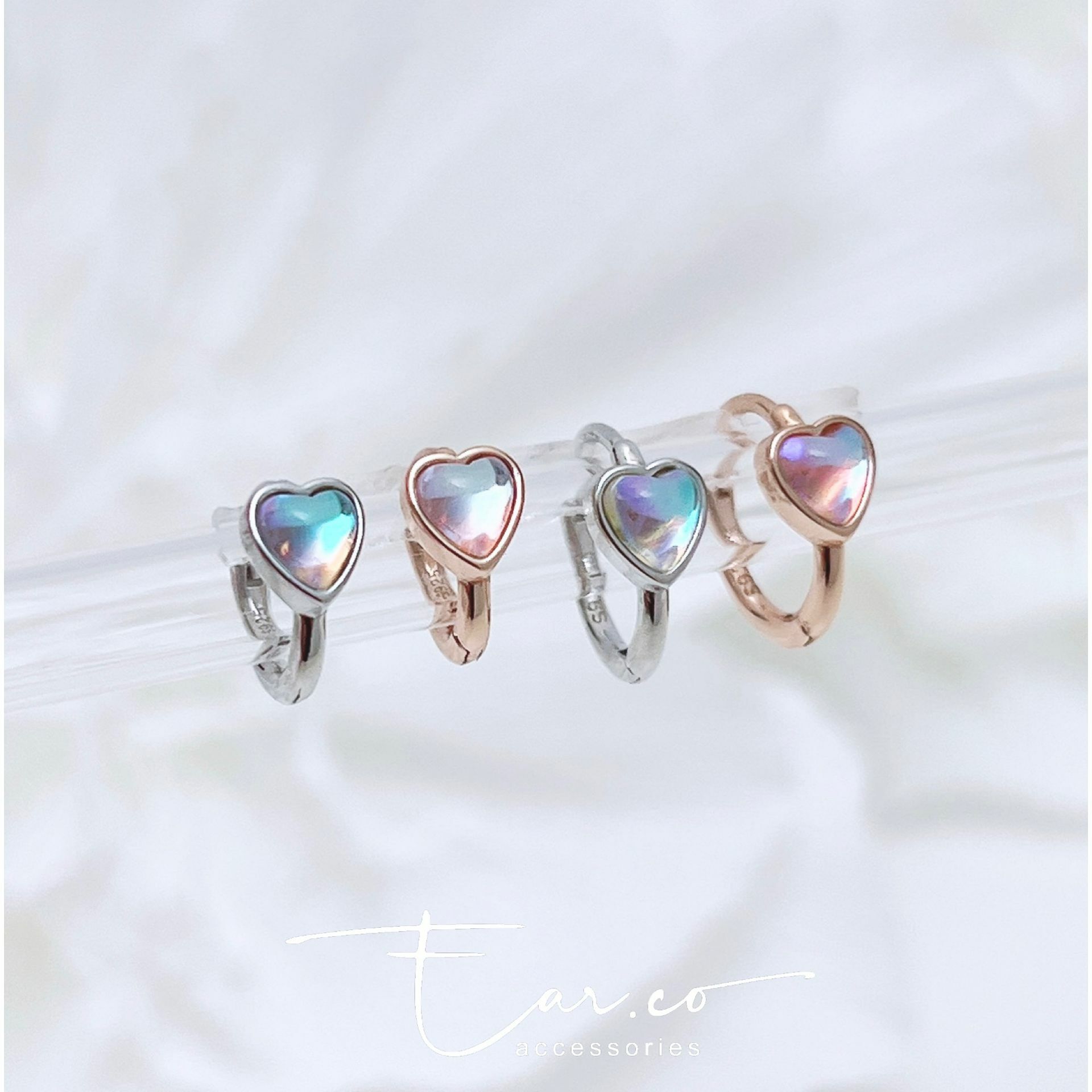 幻彩月光石純銀小耳圈 [睡覺不用脫! ] #A1012