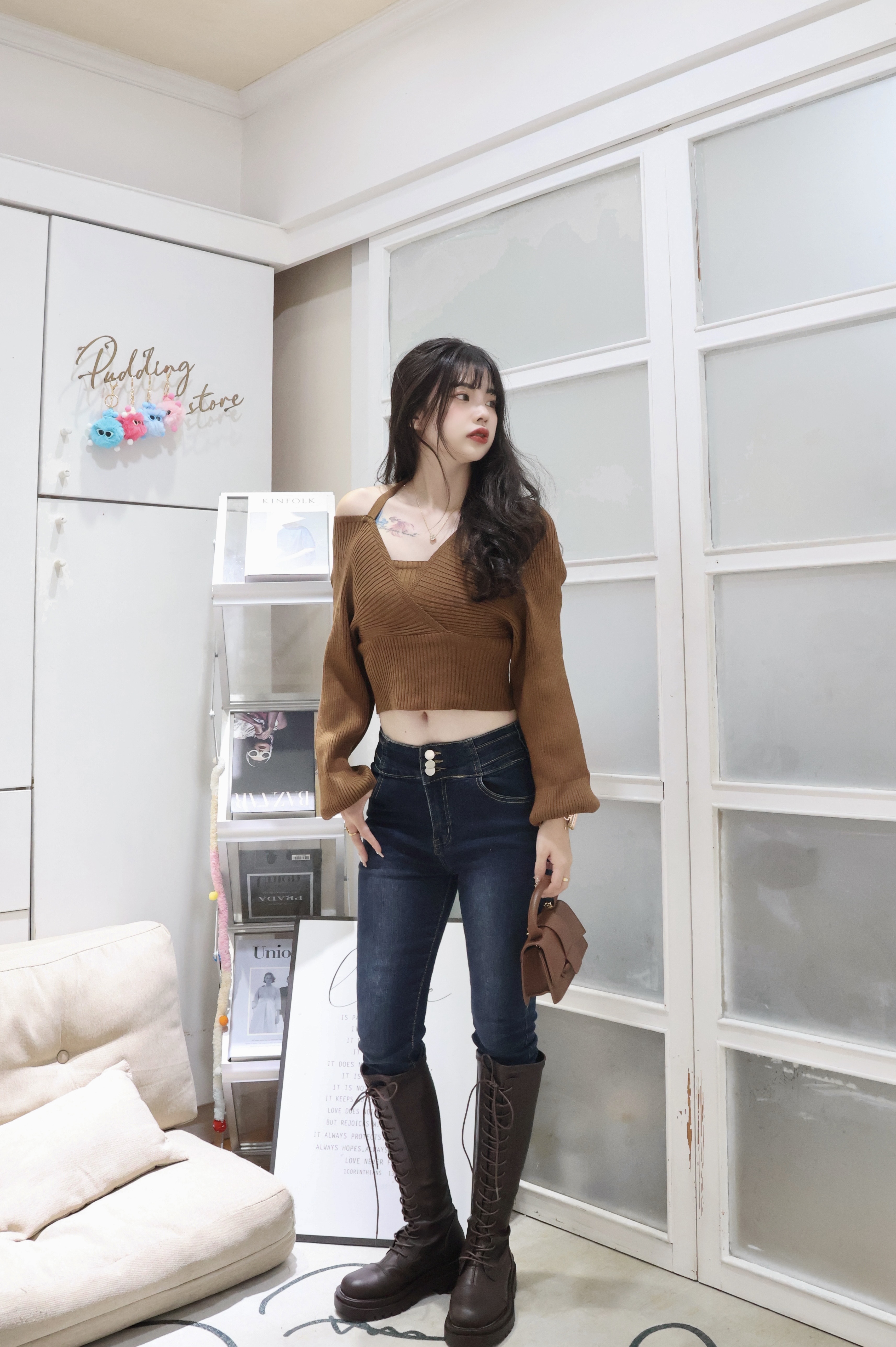 美拉德🤎顯瘦綁帶長靴