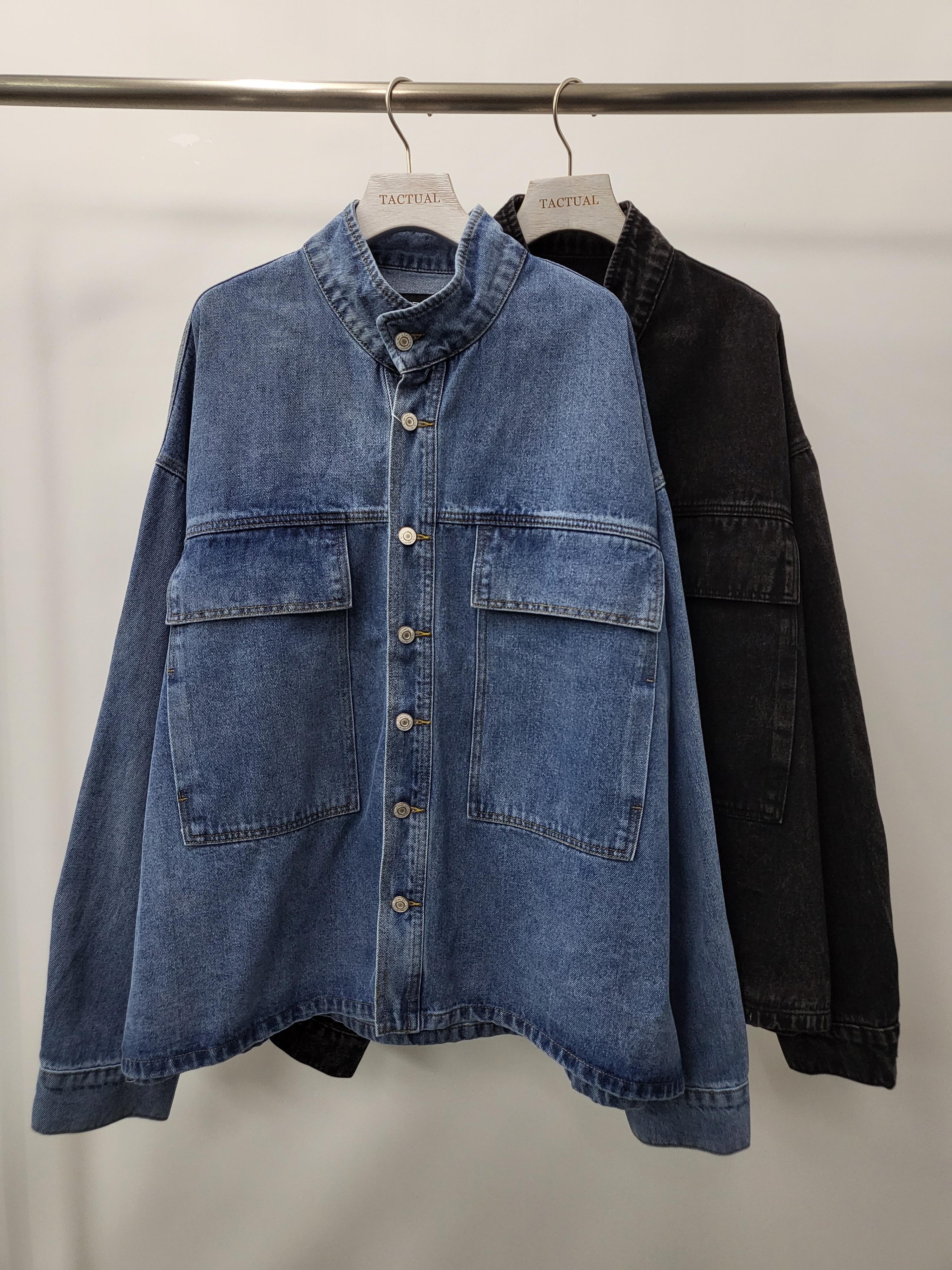 企領拉鍊牛仔褸 S2199